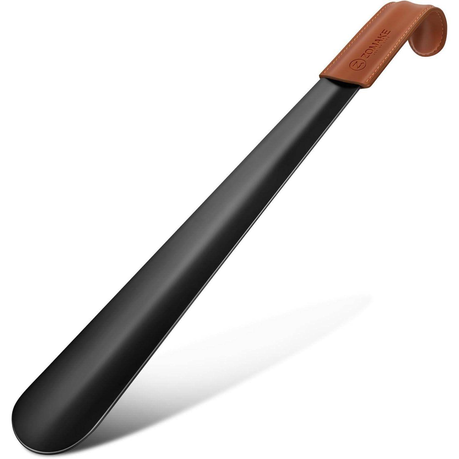 Schuhlöffel Metall Lang 42cm Schwarz Shoe Horn Stabil Ledergriff