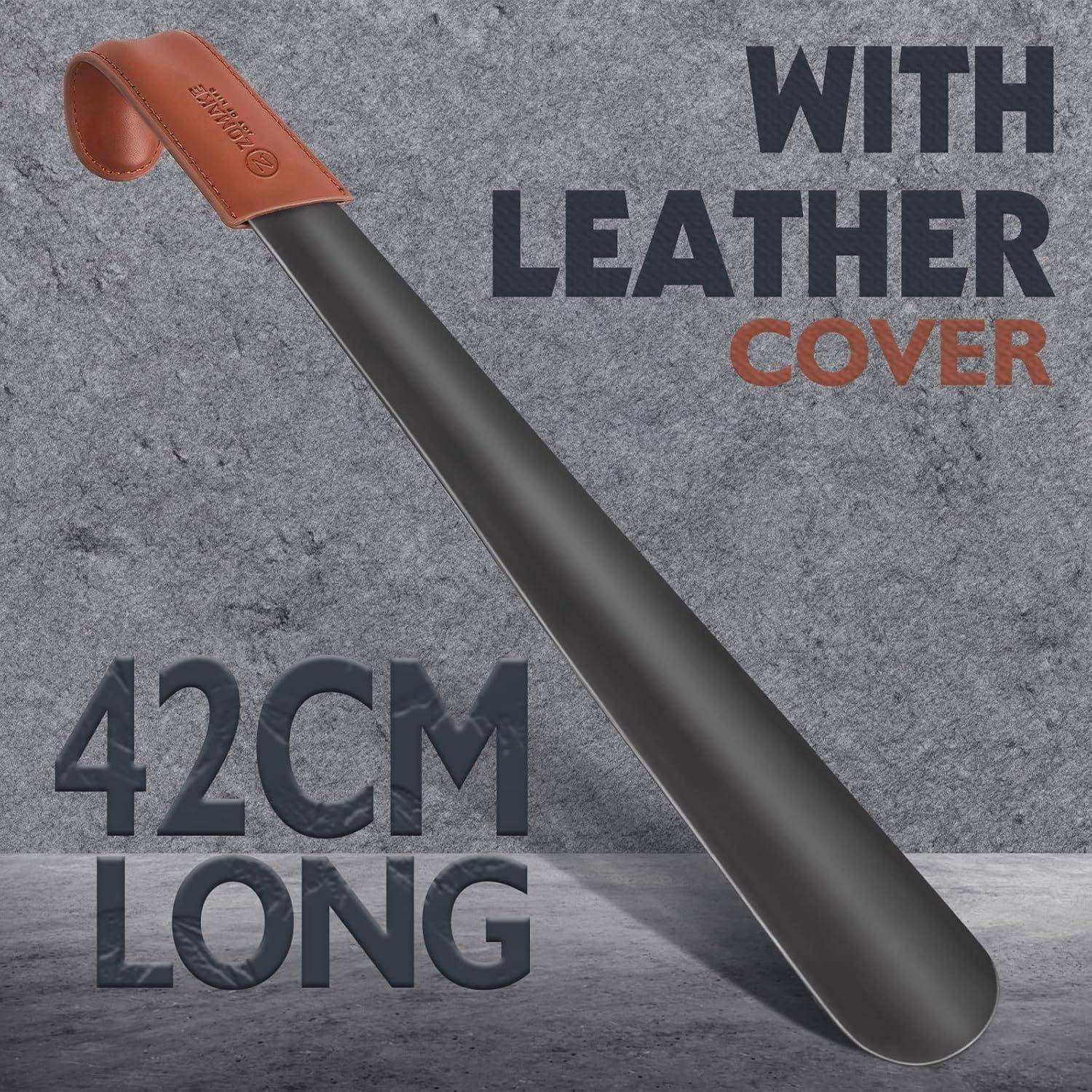 Schuhlöffel Metall Lang 42cm Schwarz Shoe Horn Stabil Ledergriff