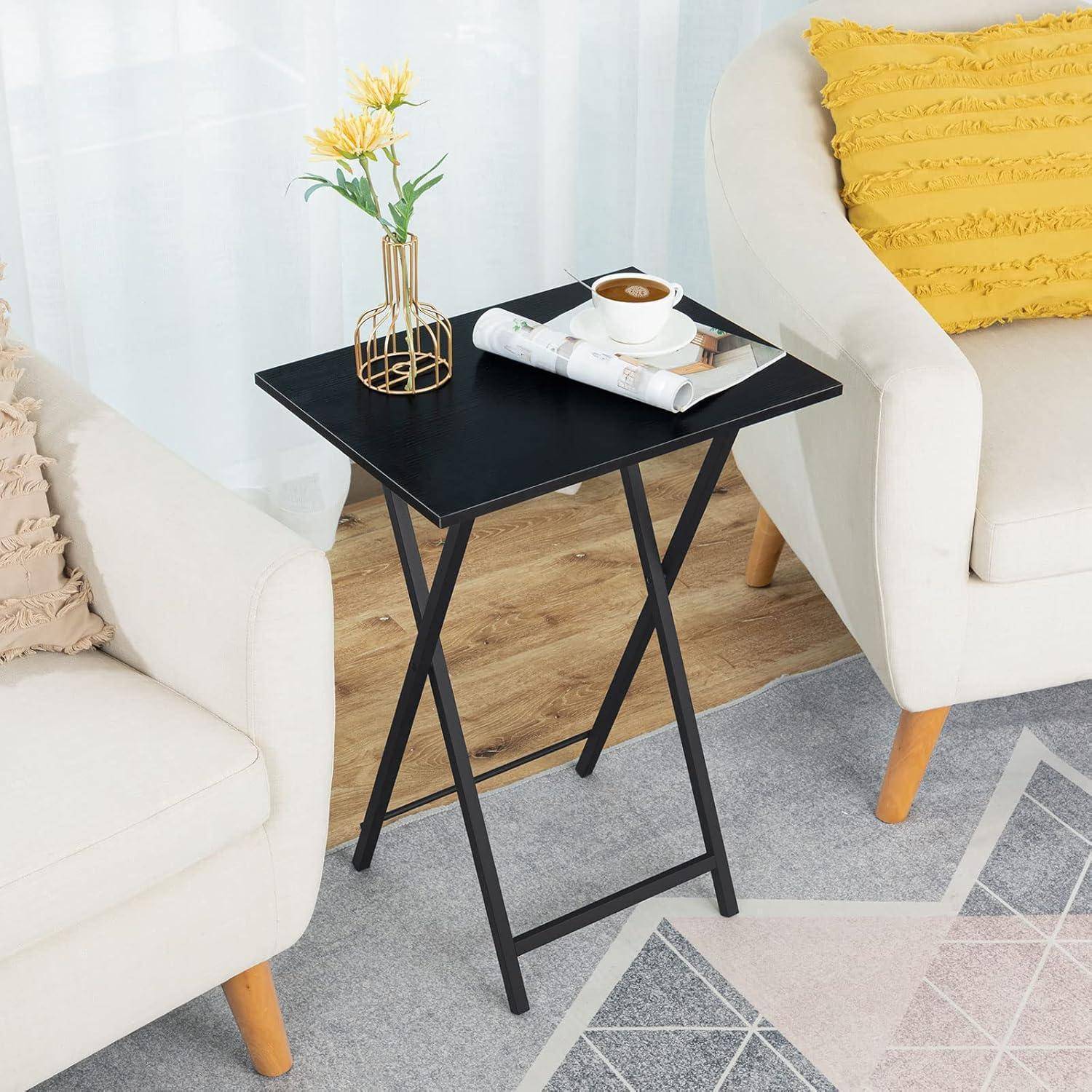 Beistelltisch Klappbar 2er Set Industriestil Schwarz
