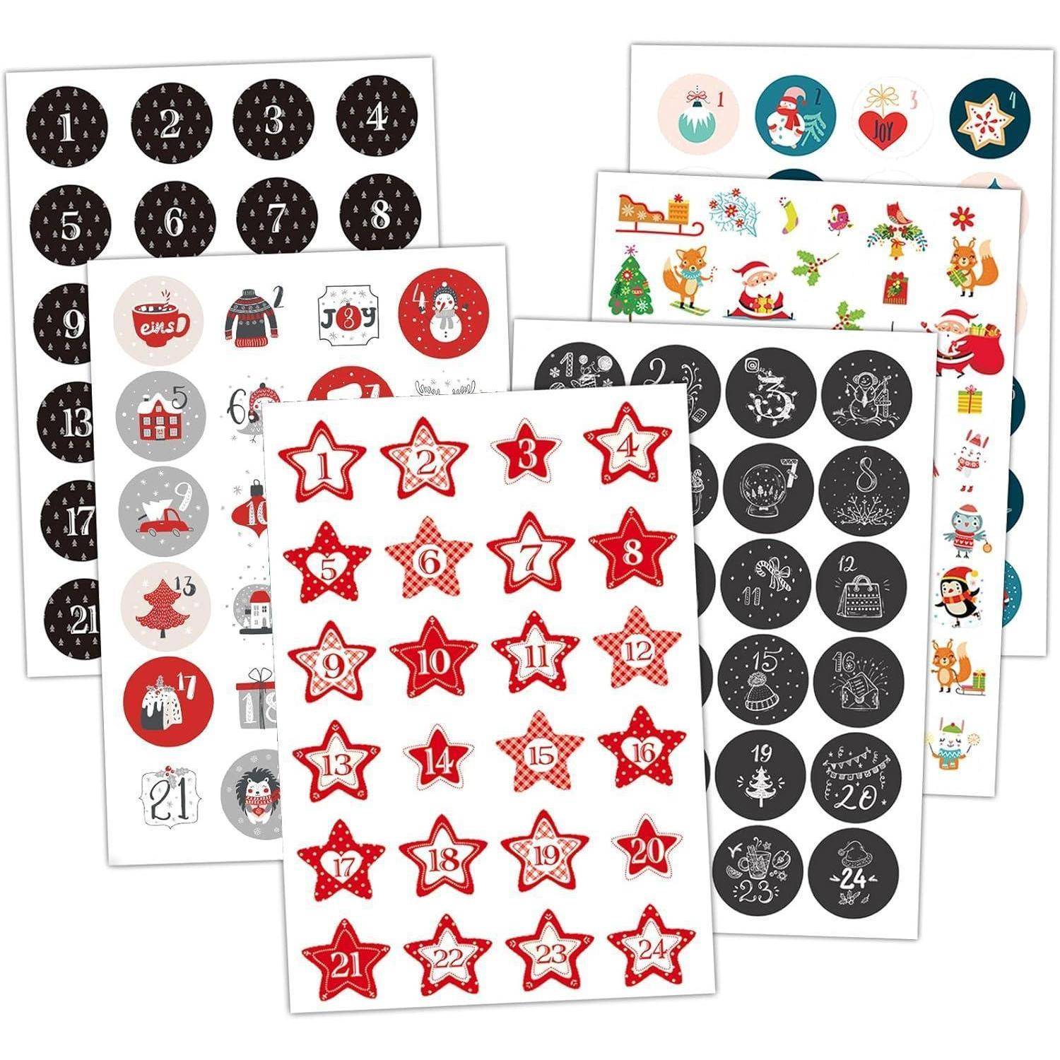 Adventskalender Zahlen Sticker 4 cm DIY Aufkleber Weihnachtskalender