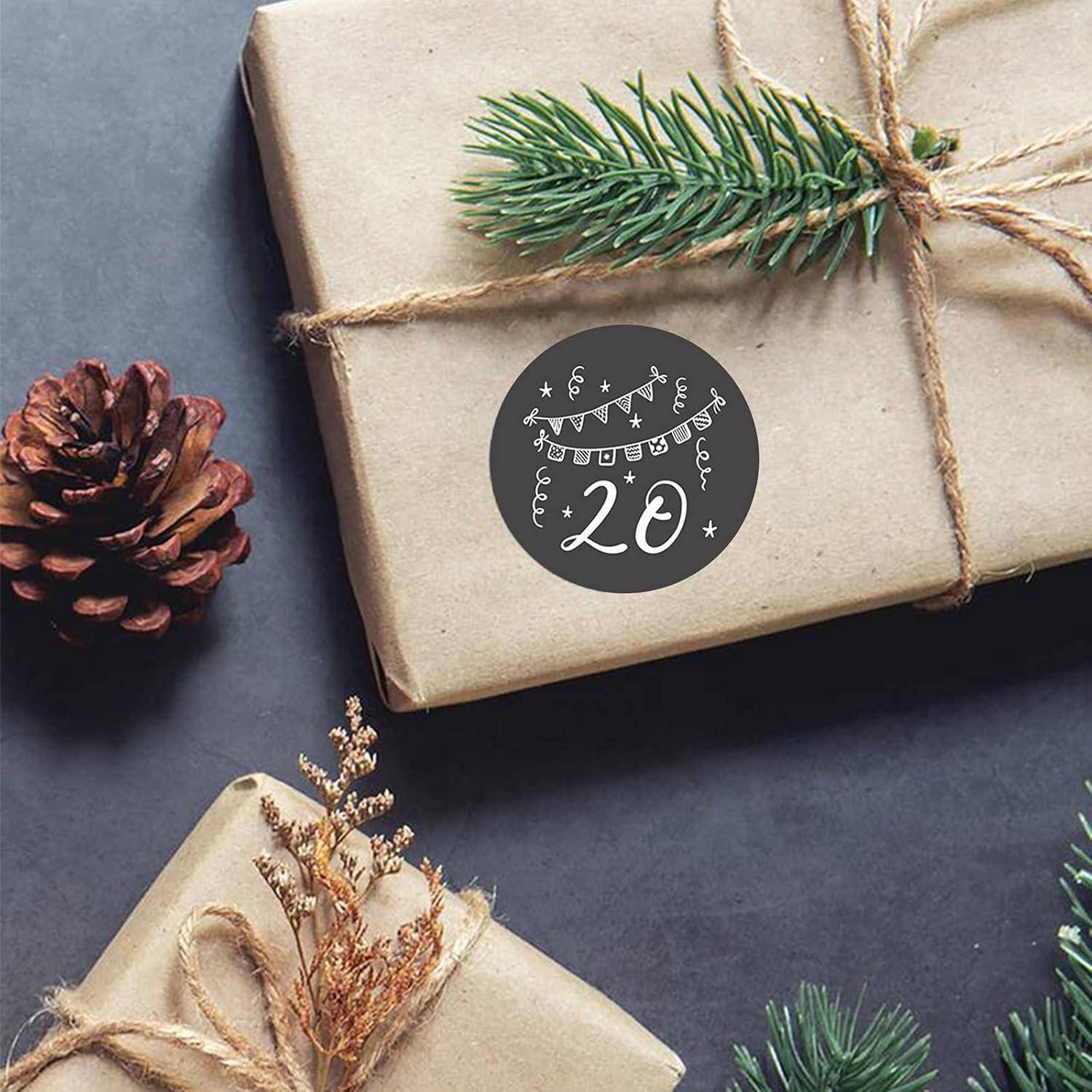 Adventskalender Zahlen Sticker 4 cm DIY Aufkleber Weihnachtskalender