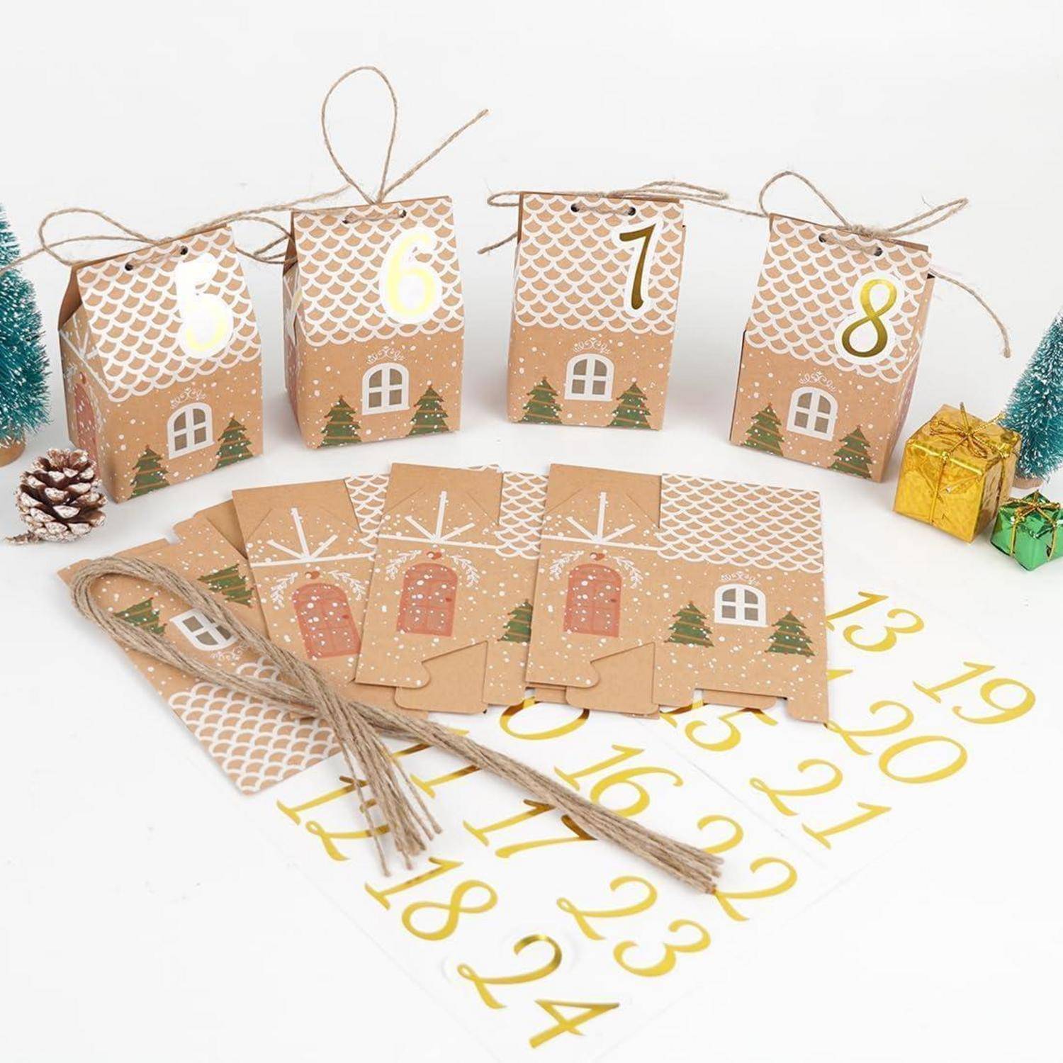 Adventskalender zum Befüllen Häuser 24 Boxen 3 Größen