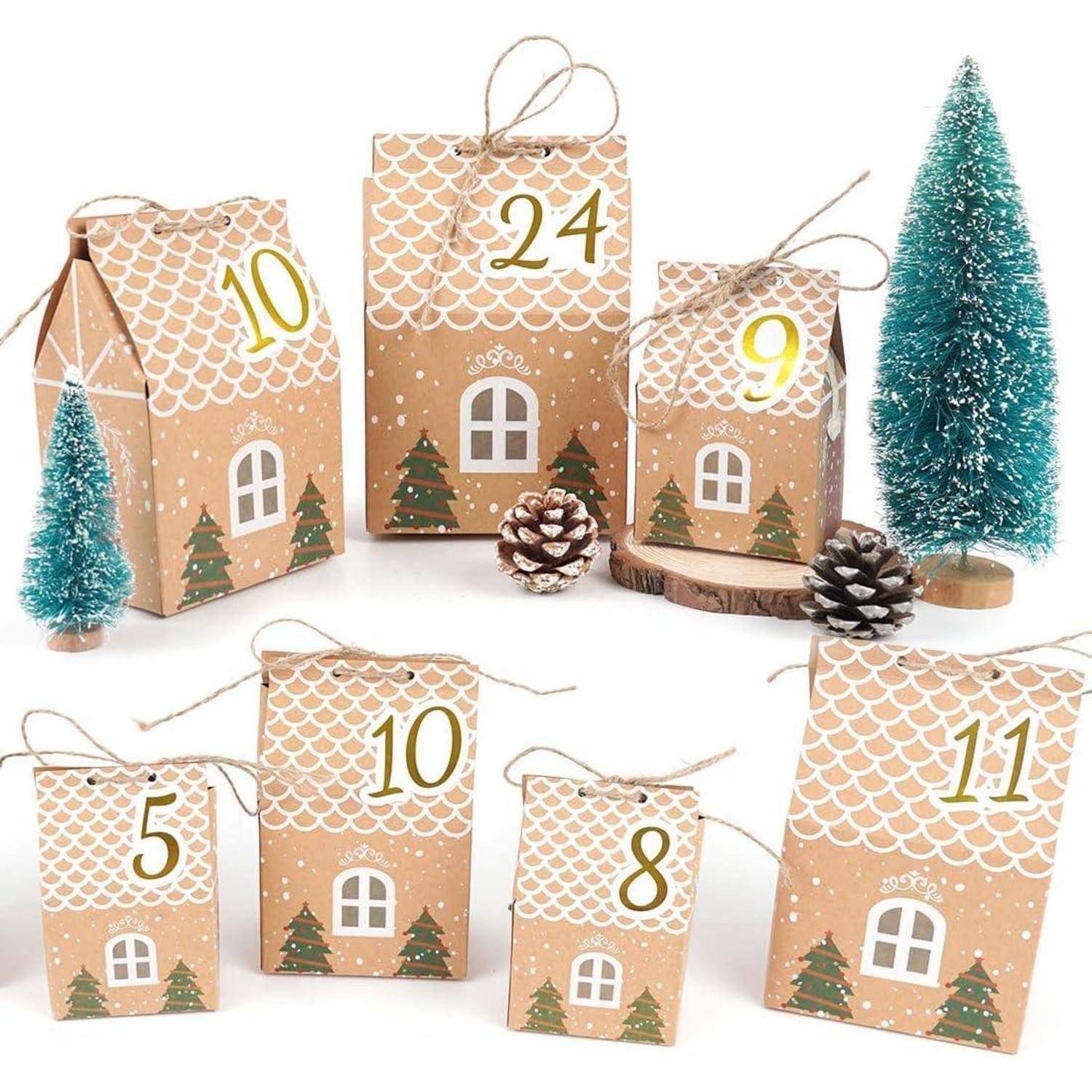 Adventskalender zum Befüllen Häuser 24 Boxen 3 Größen