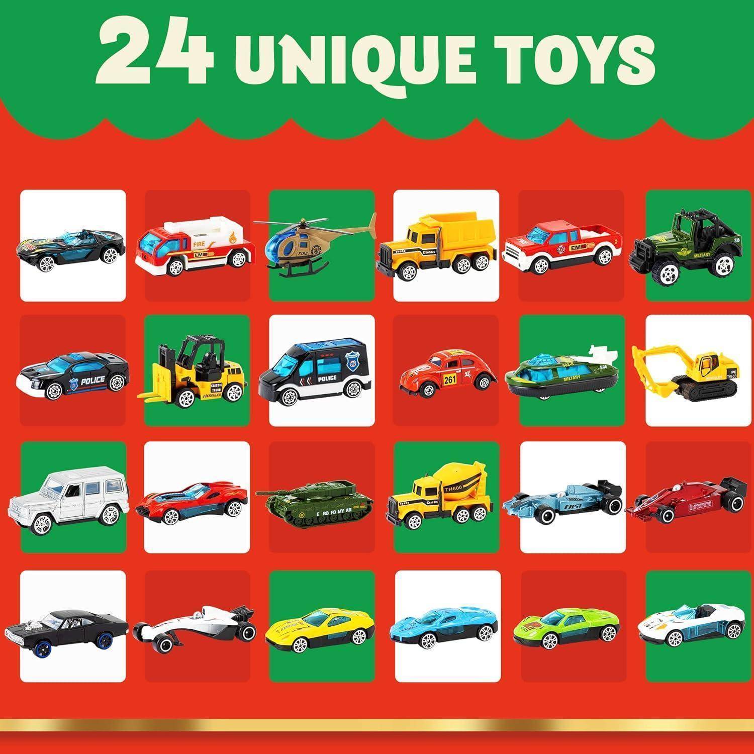 Adventskalender 2024 Kinder Diecast Autos Baustellen Spielzeug