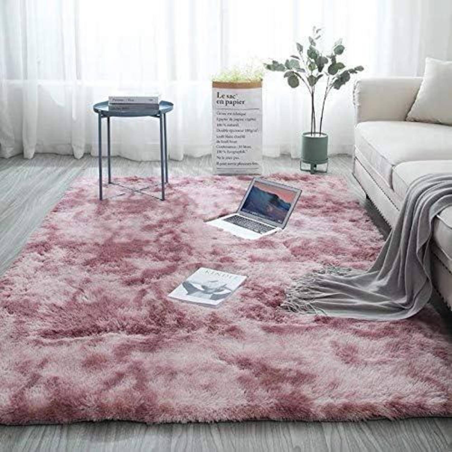 Flauschiger Shaggy Teppich Langflor rutschfest in Rosa 160x200 cm