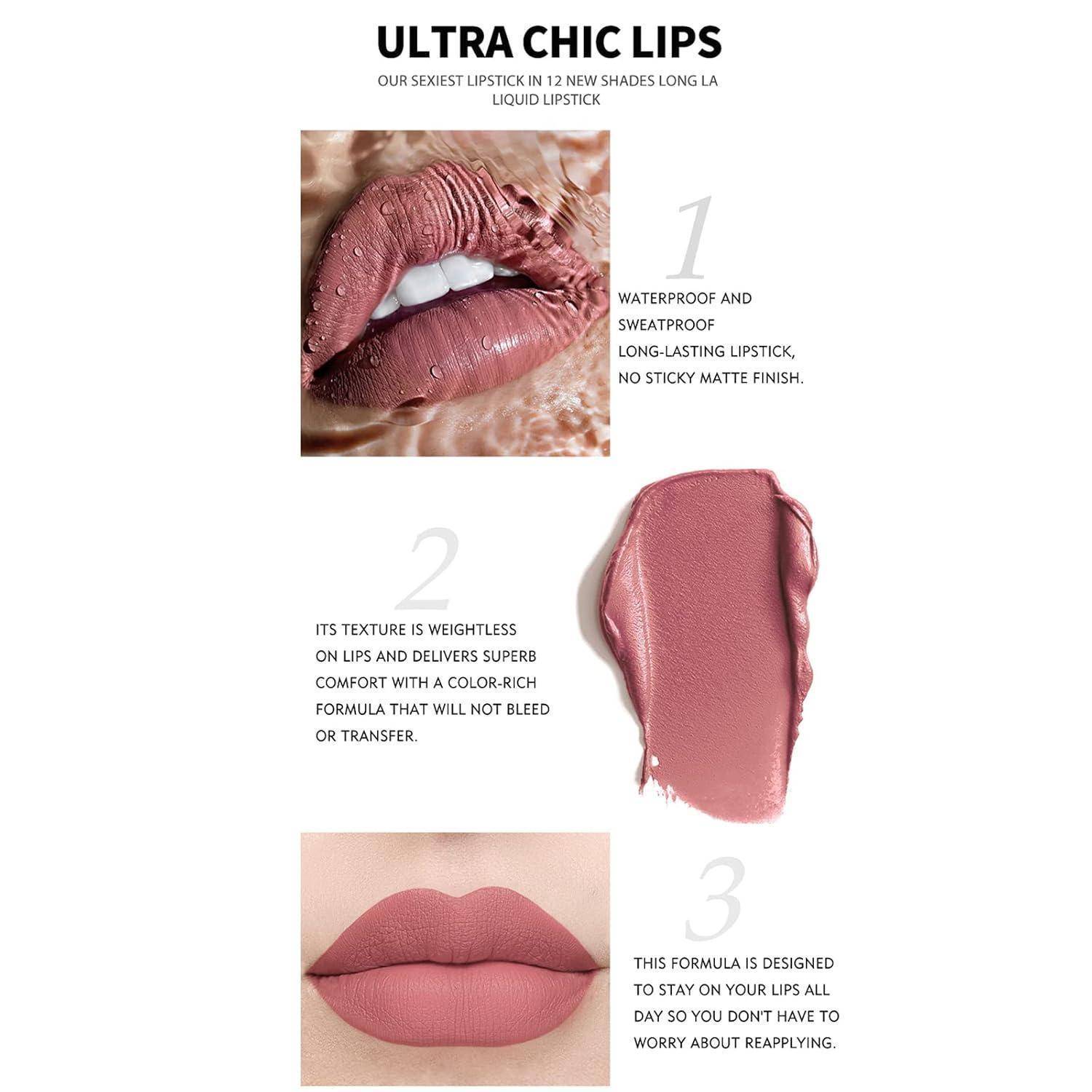 12 Farben Nude Matte Lippenstift & Lipgloss Set wasserdicht
