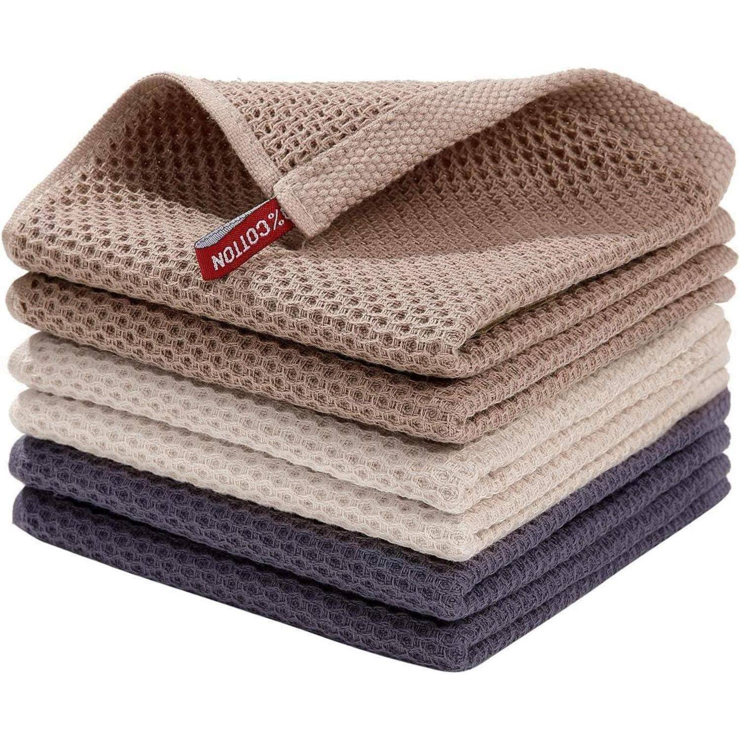 Geschirrtücher 100% Baumwolle 6er Set 30x30 cm Weich Saugfähig