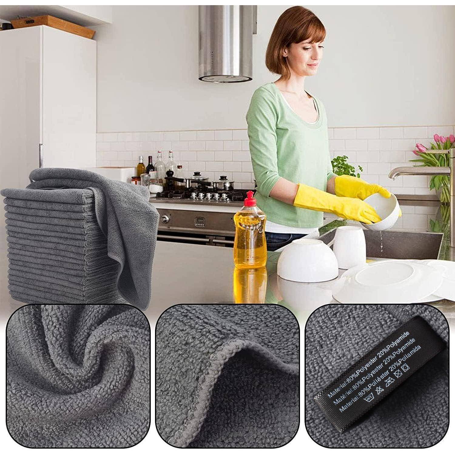 Microfaser Reinigungstücher Grau Küchenlappen 30x30cm 20er Set