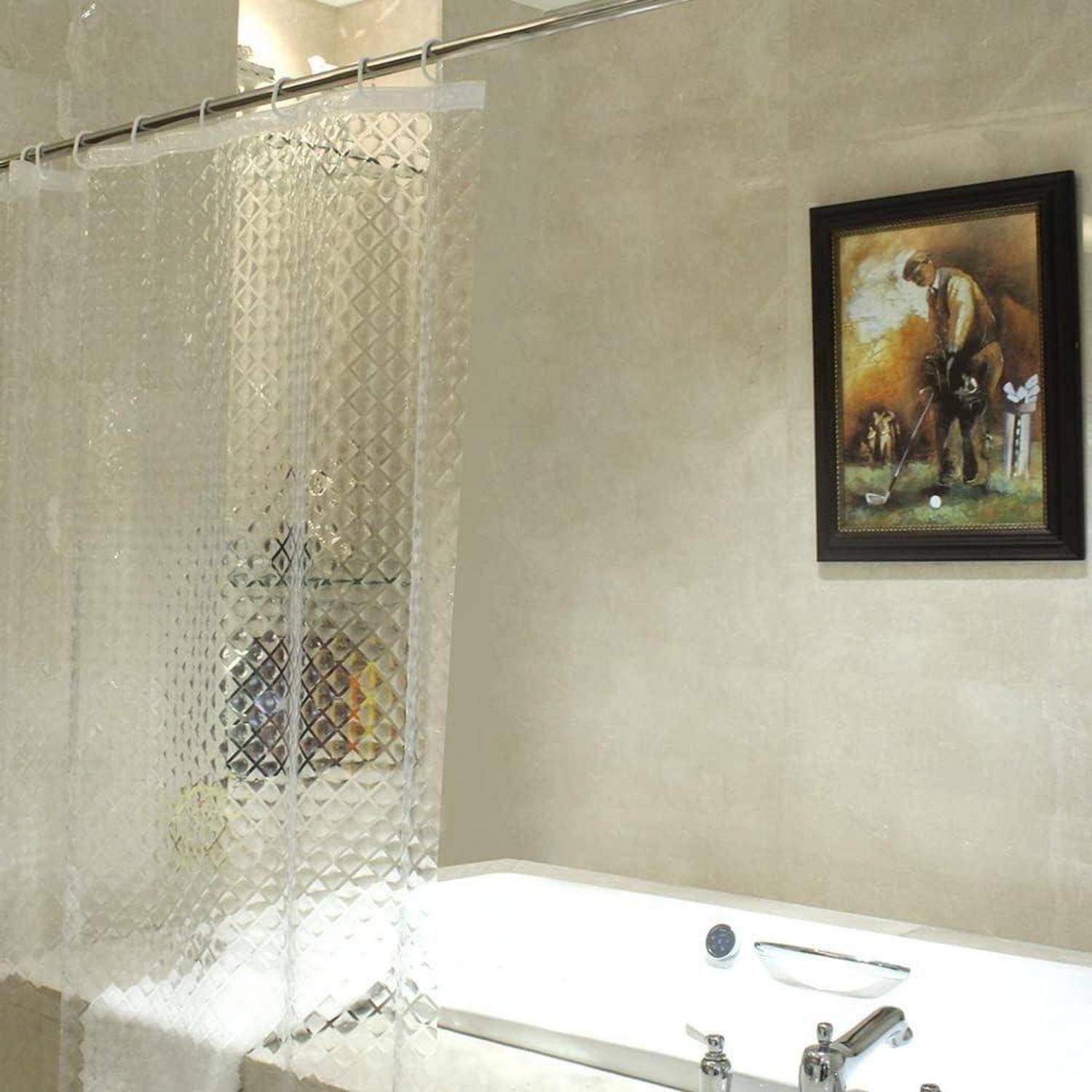 Schmaler Duschvorhang 3D Rhombus Transparent 100% Eva-Material