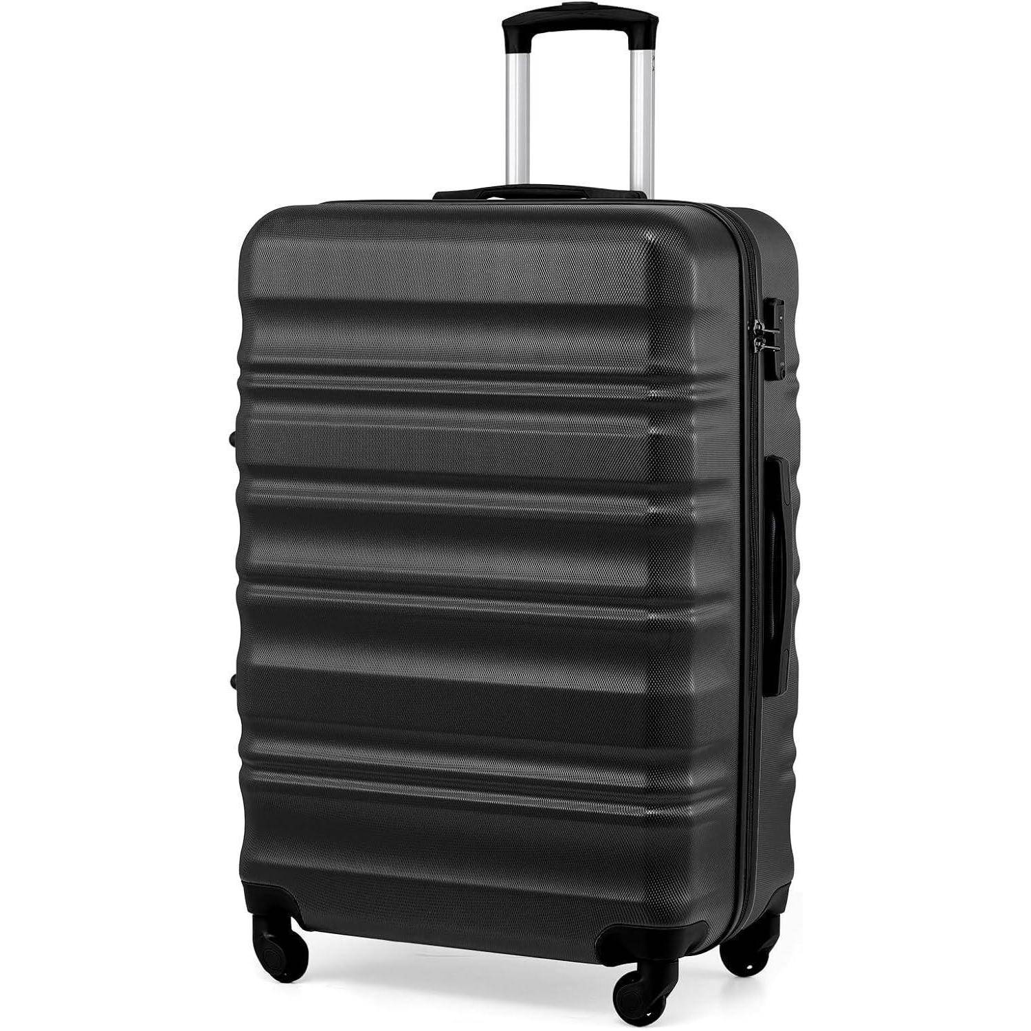 Hartschalen-Koffer Trolley Rollkoffer TSA-Schloss 4 Rollen Schwarz