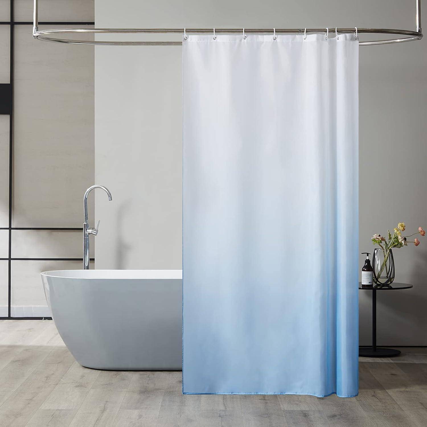 Duschvorhang Textil Anti-schimmel 120x200cm Weiß Hellblau