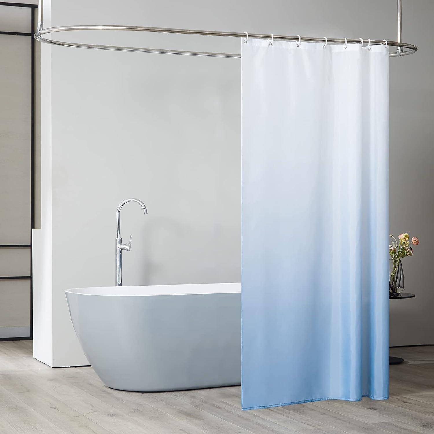 Duschvorhang Textil Anti-schimmel 120x200cm Weiß Hellblau