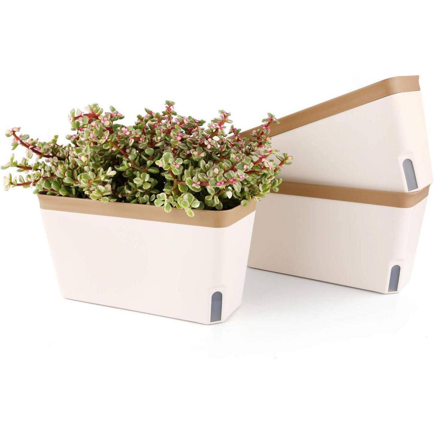 27cm Selbstwässernder Blumenkasten Kräutertopf 3er-Set Braun