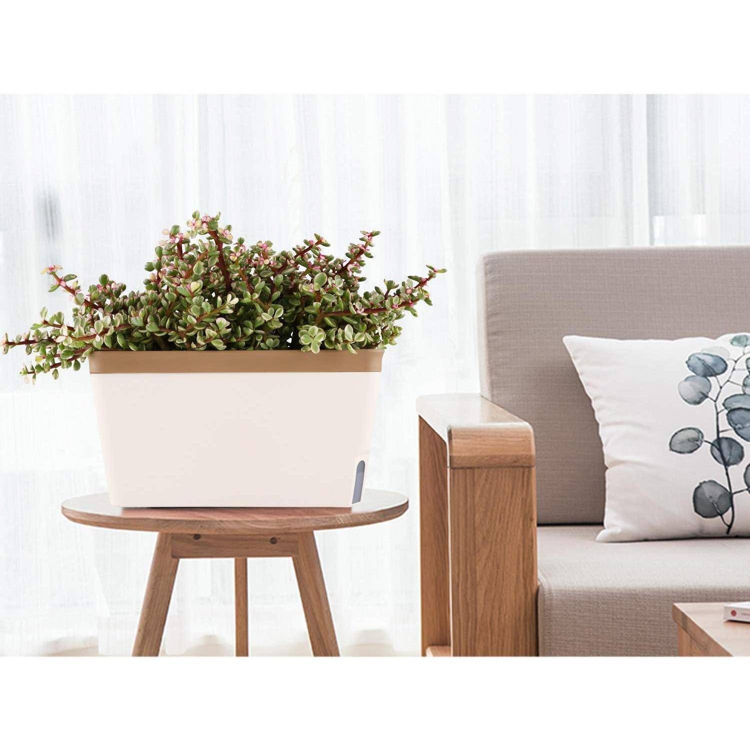 27cm Selbstwässernder Blumenkasten Kräutertopf 3er-Set Braun