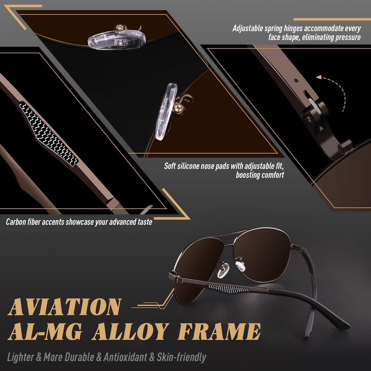 Sonnenbrille Herren Pilotenbrille Polarisiert Ultraleicht Metallrahmen