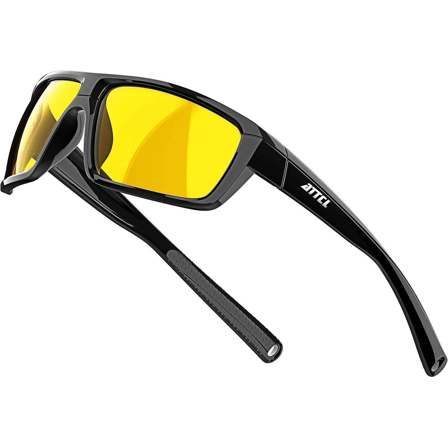 Herren Nachtfahrbrille Blendschutz UV-Schutz HD gelbe Linsen