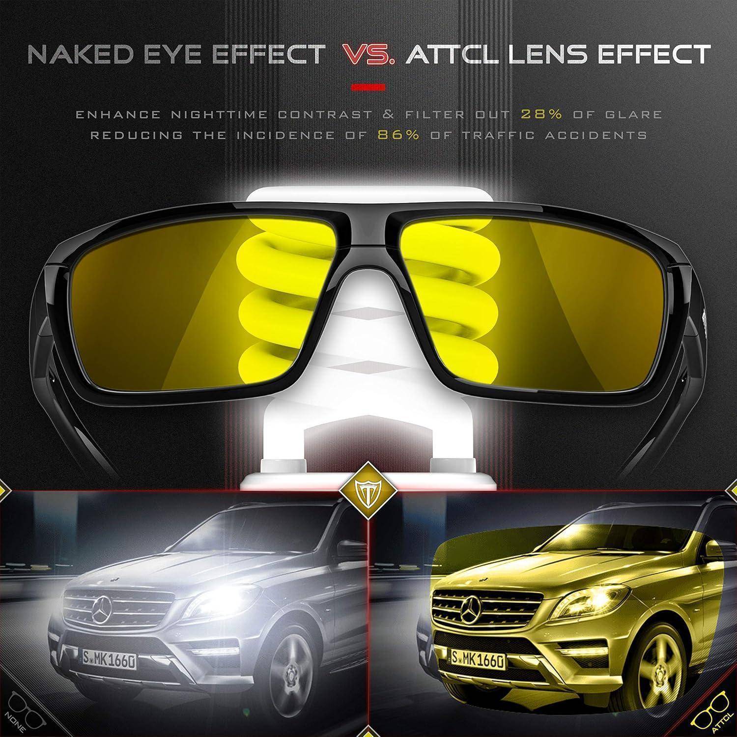 Herren Nachtfahrbrille Blendschutz UV-Schutz HD gelbe Linsen