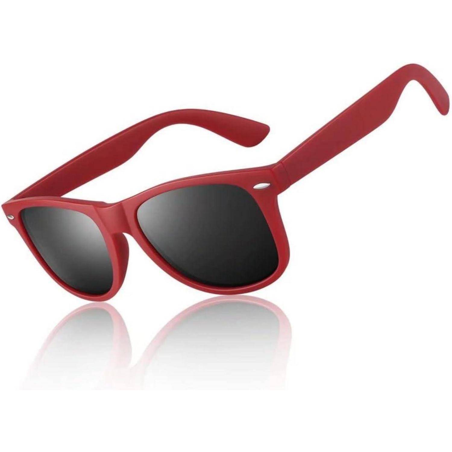 Sonnenbrille Polarisiert UV400 Cat3 1 Mattrot Rahmen Grau Linse