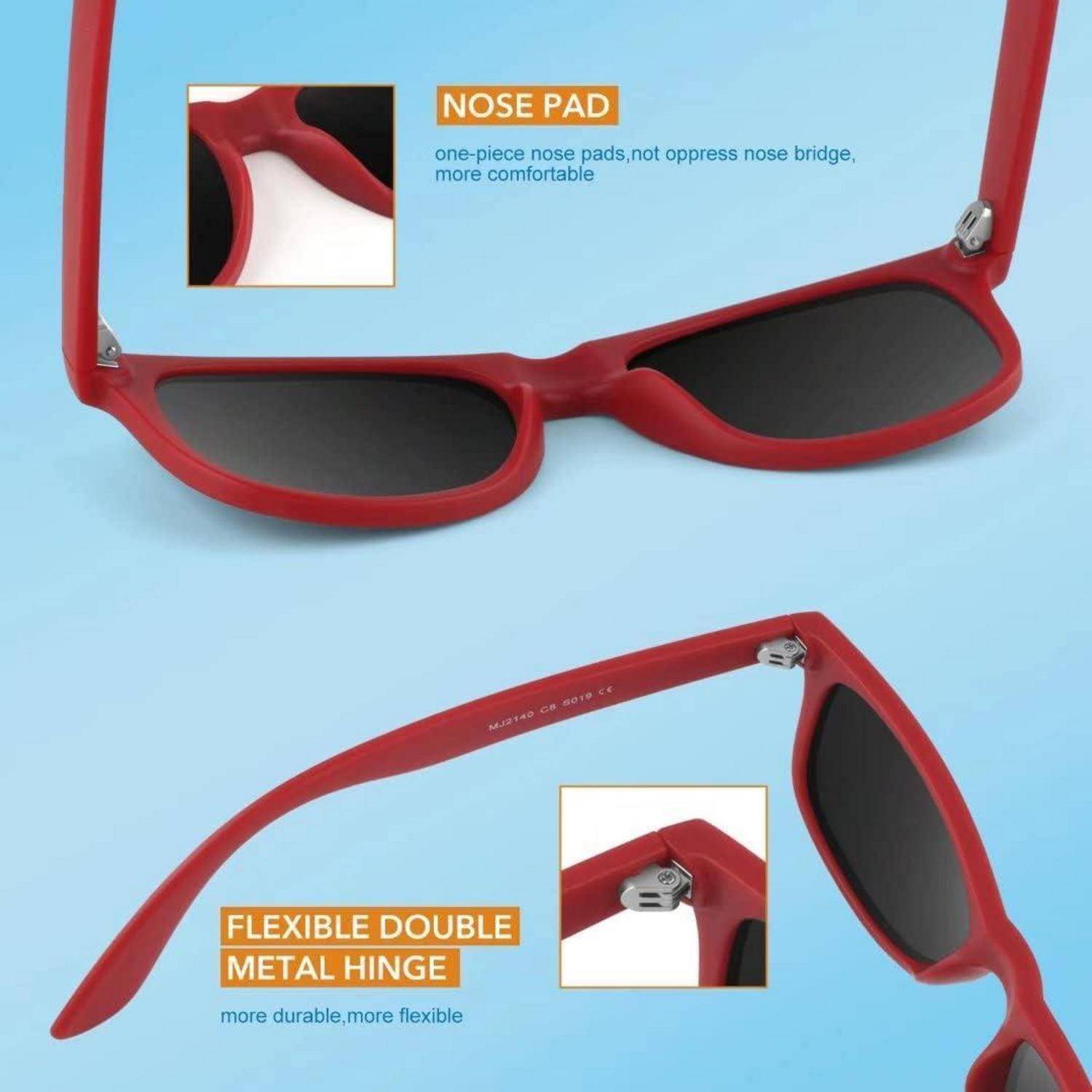 Sonnenbrille Polarisiert UV400 Cat3 1 Mattrot Rahmen Grau Linse