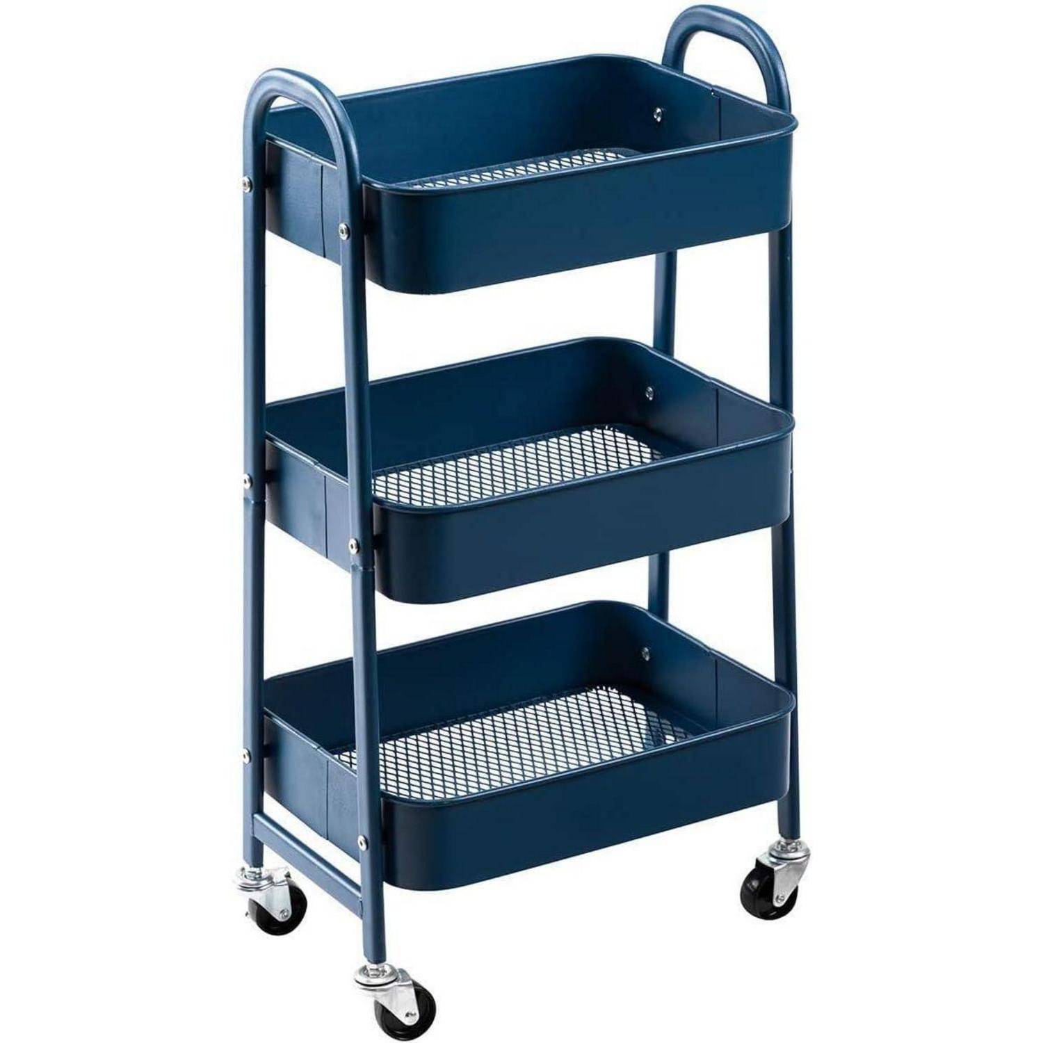 Rollwagen Metall 3 Etagen Aufbewahrungswagen Küchenwagen Organizer