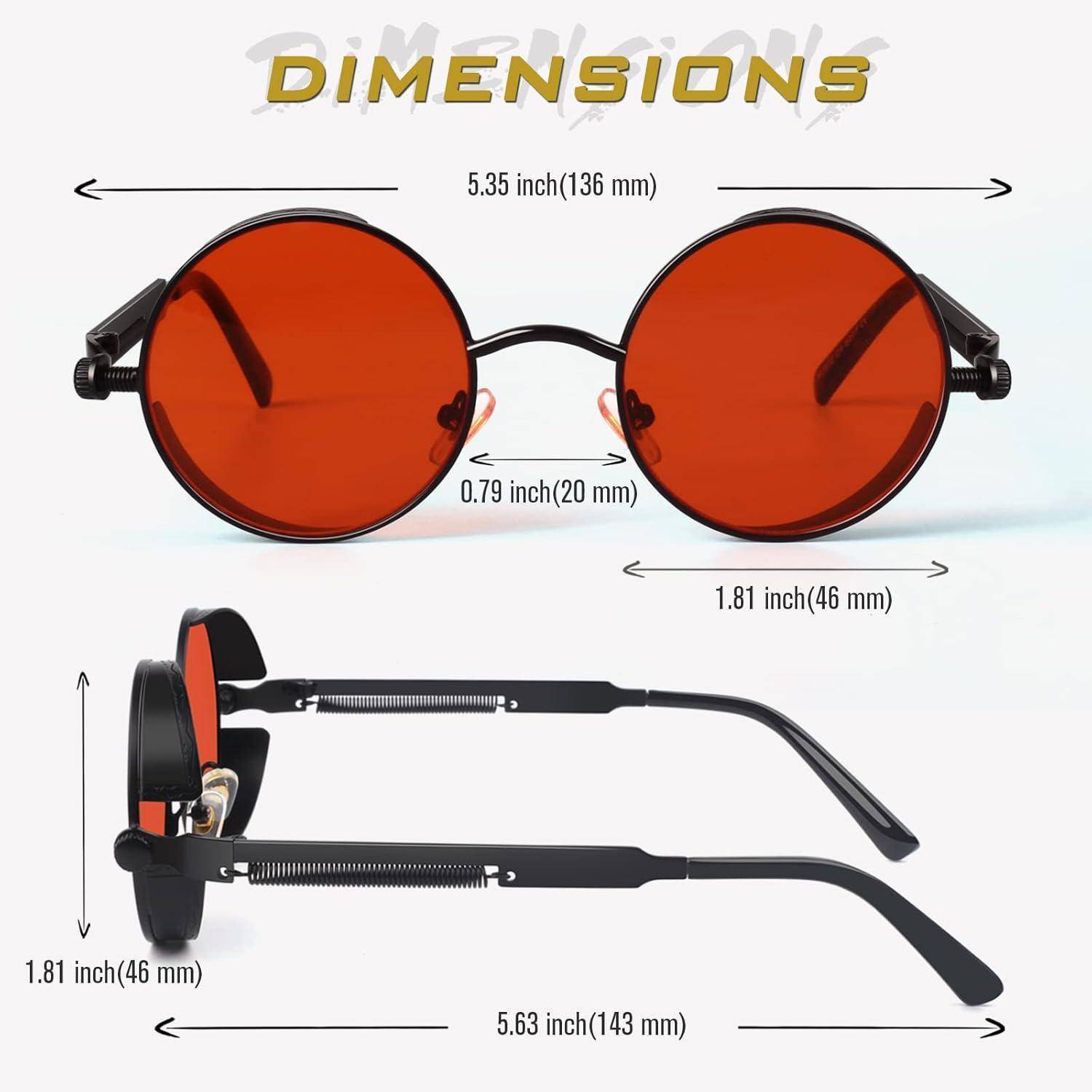 Polarisierte Steampunk Sonnenbrille UV400 Rund Retro