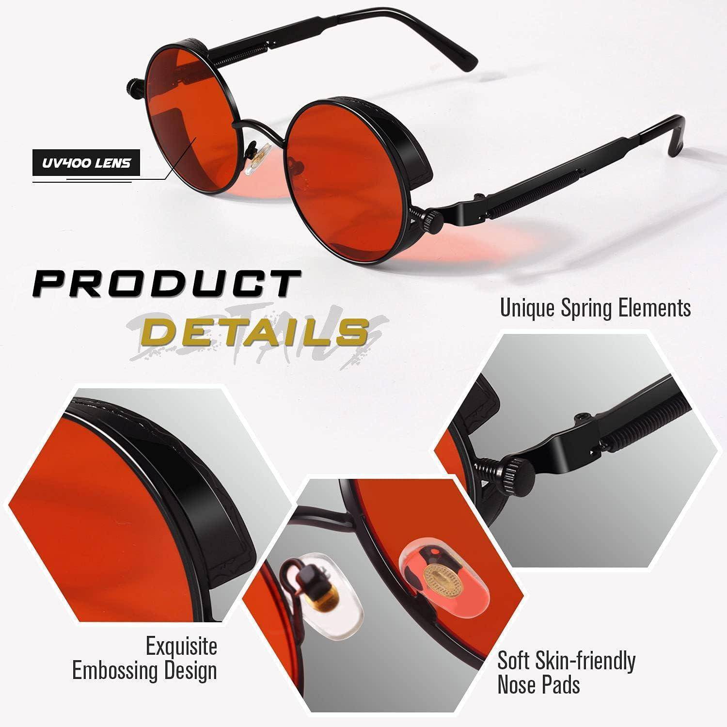 Polarisierte Steampunk Sonnenbrille UV400 Rund Retro