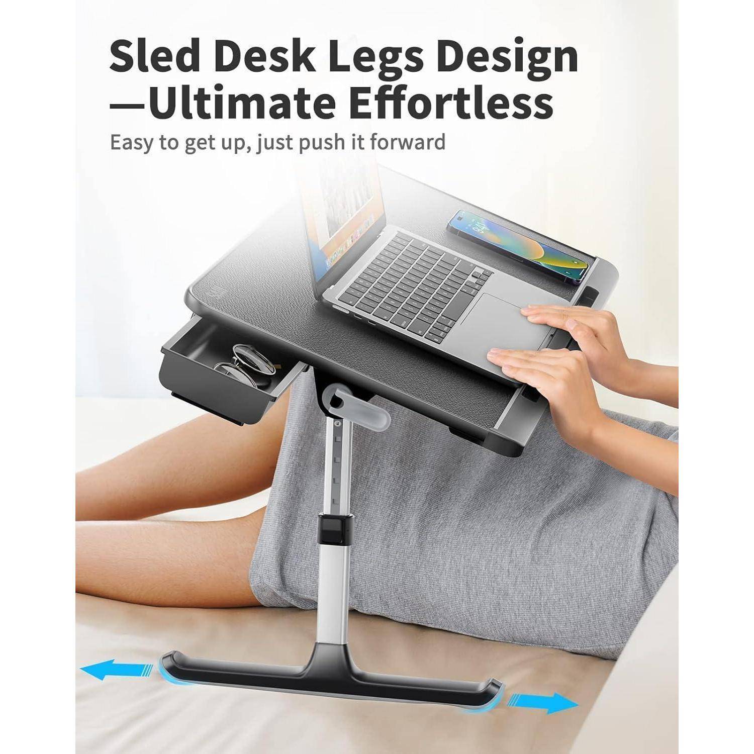Verstellbarer Laptoptisch Betttisch mit Schublade klappbare Beine E0