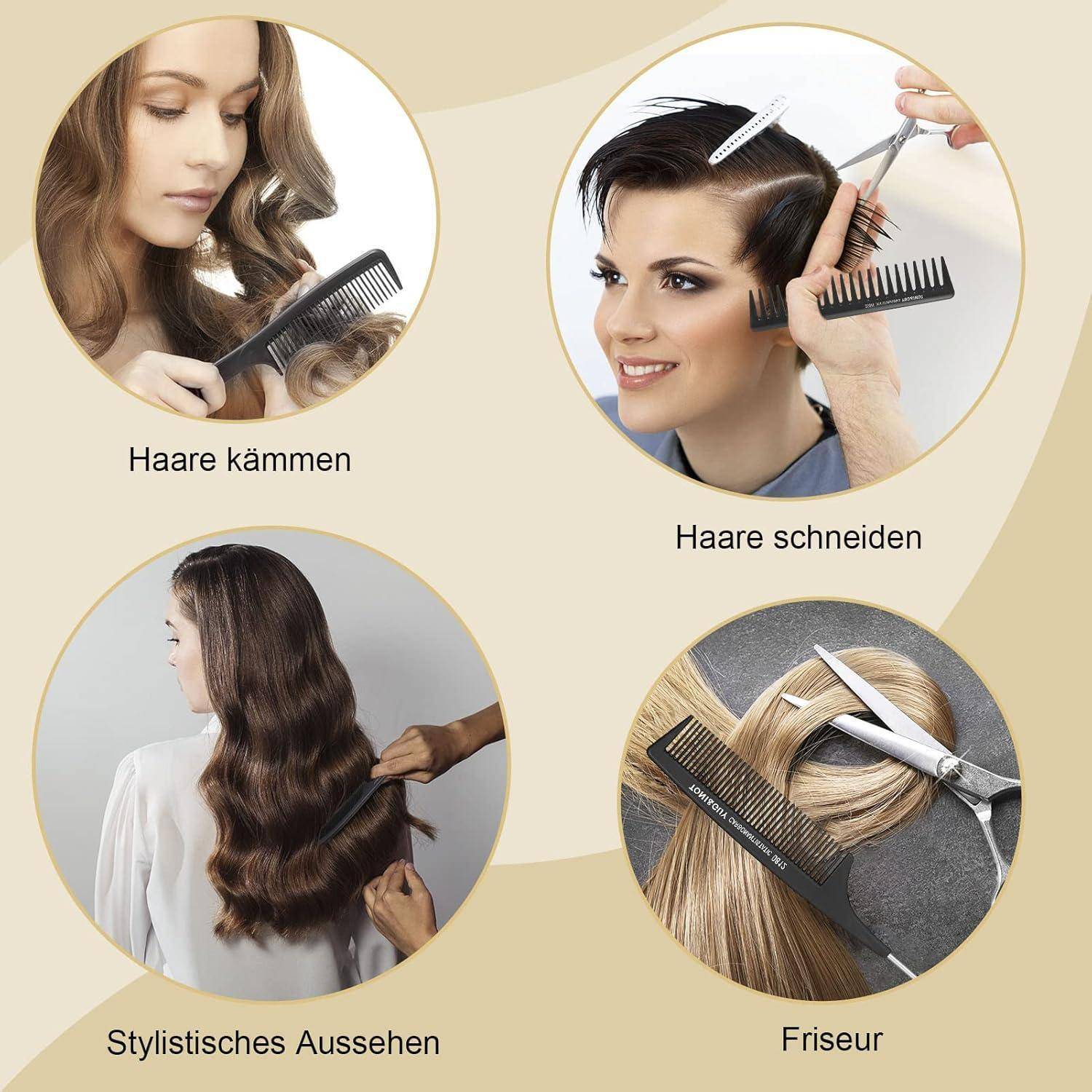 HaarKamm Set 5 Stück Profi für Männer Frauen, Haarstyling Zahnkamm