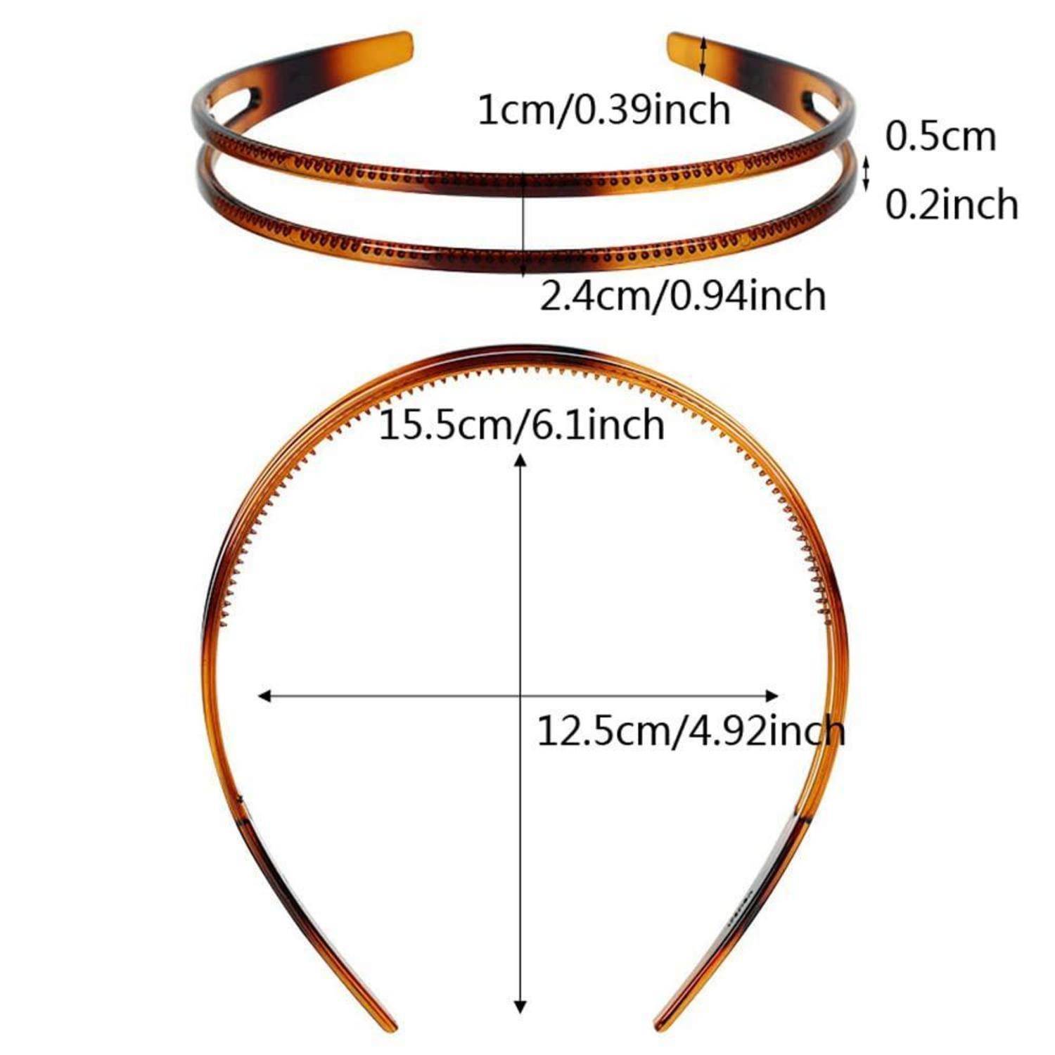 Hartplastik Stirnband Zweireihig Haarreif Damen 2 Stück Schwarz