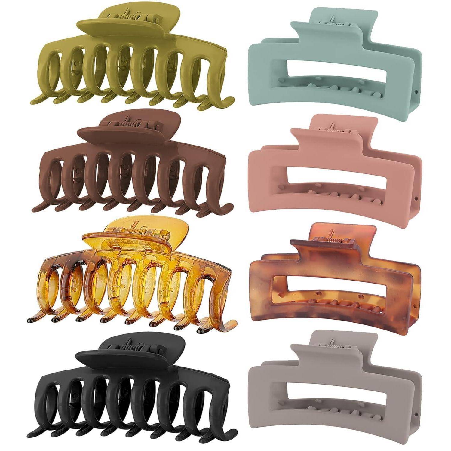 8er Set Große Haarklammer 8cm für dickes Haar - Rutschfestes Jaw Clips