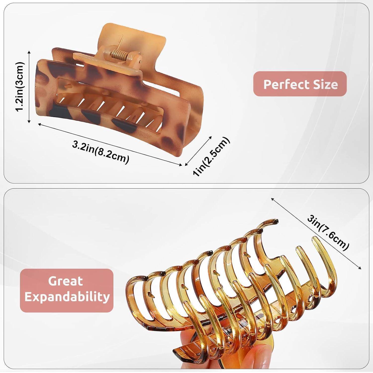 8er Set Große Haarklammer 8cm für dickes Haar - Rutschfestes Jaw Clips