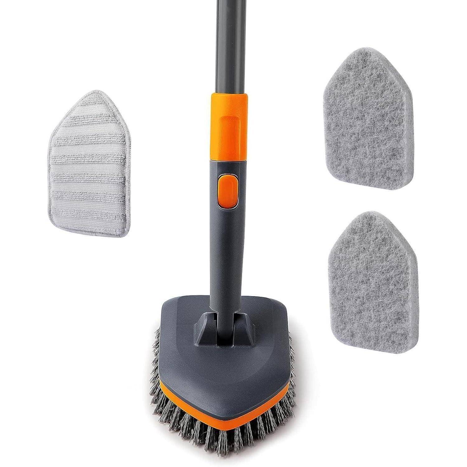 Schrubber mit Stiel 4-in-1 Reinigungsbürste Bad Schwammtuch