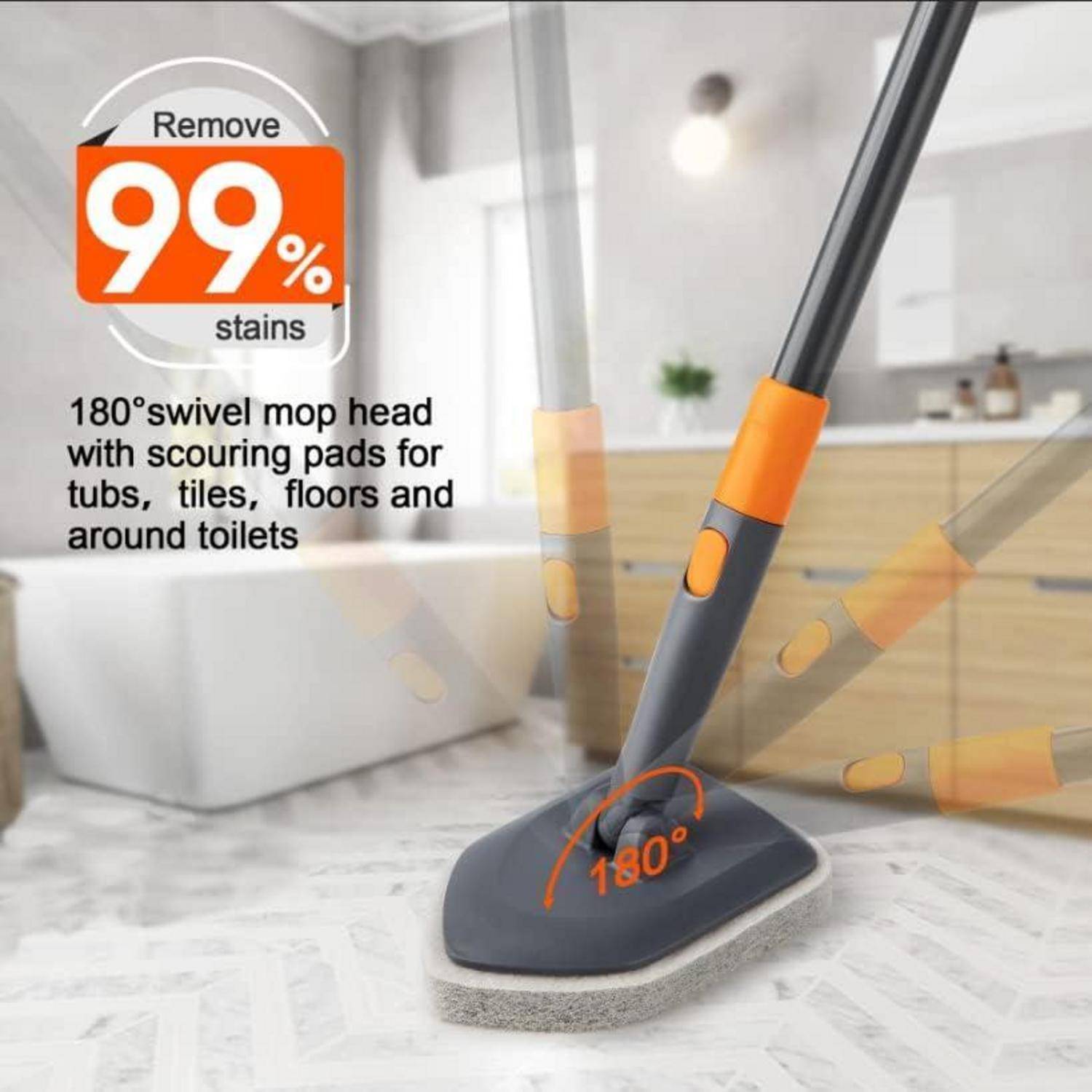 Schrubber mit Stiel 4-in-1 Reinigungsbürste Bad Schwammtuch