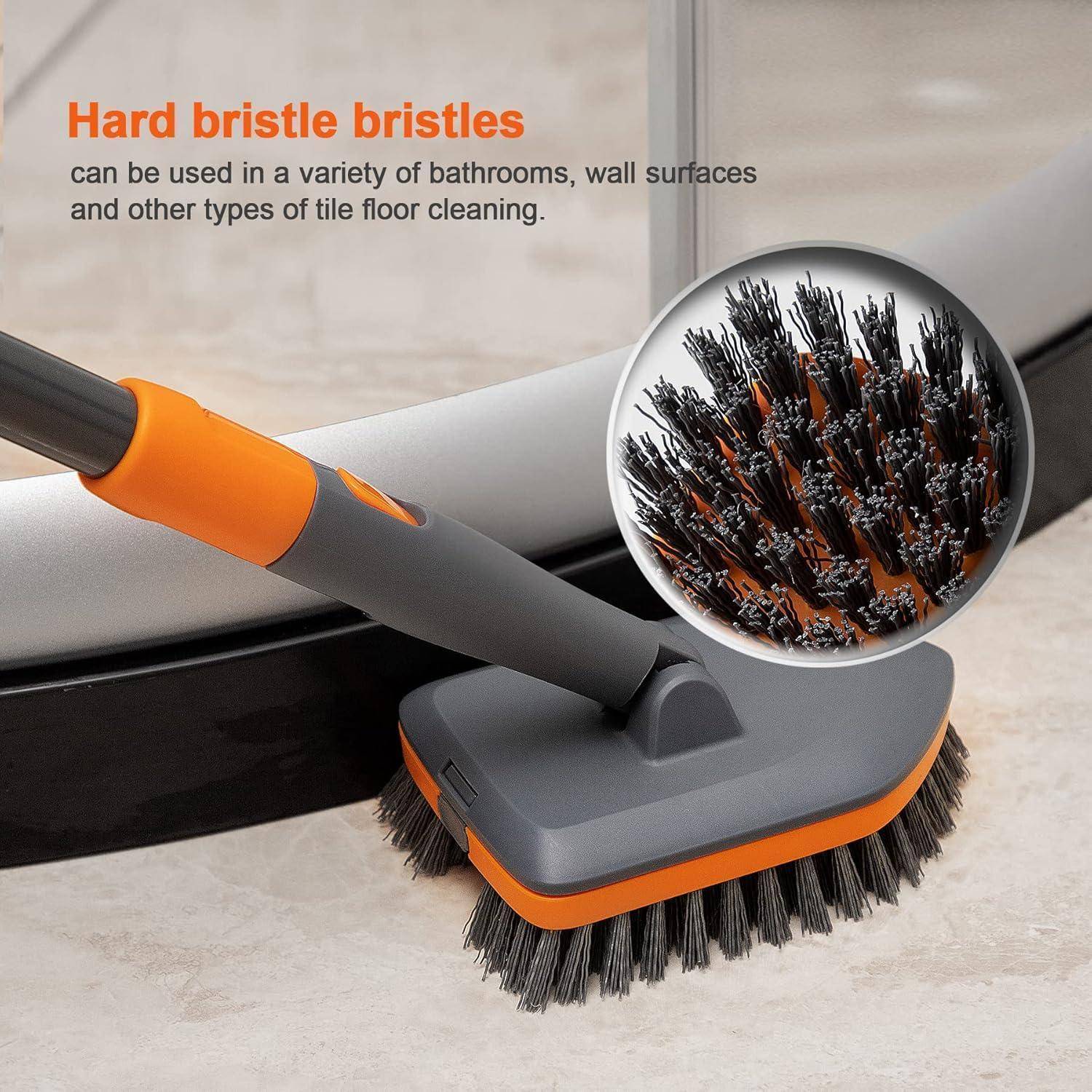 Schrubber mit Stiel 4-in-1 Reinigungsbürste Bad Schwammtuch