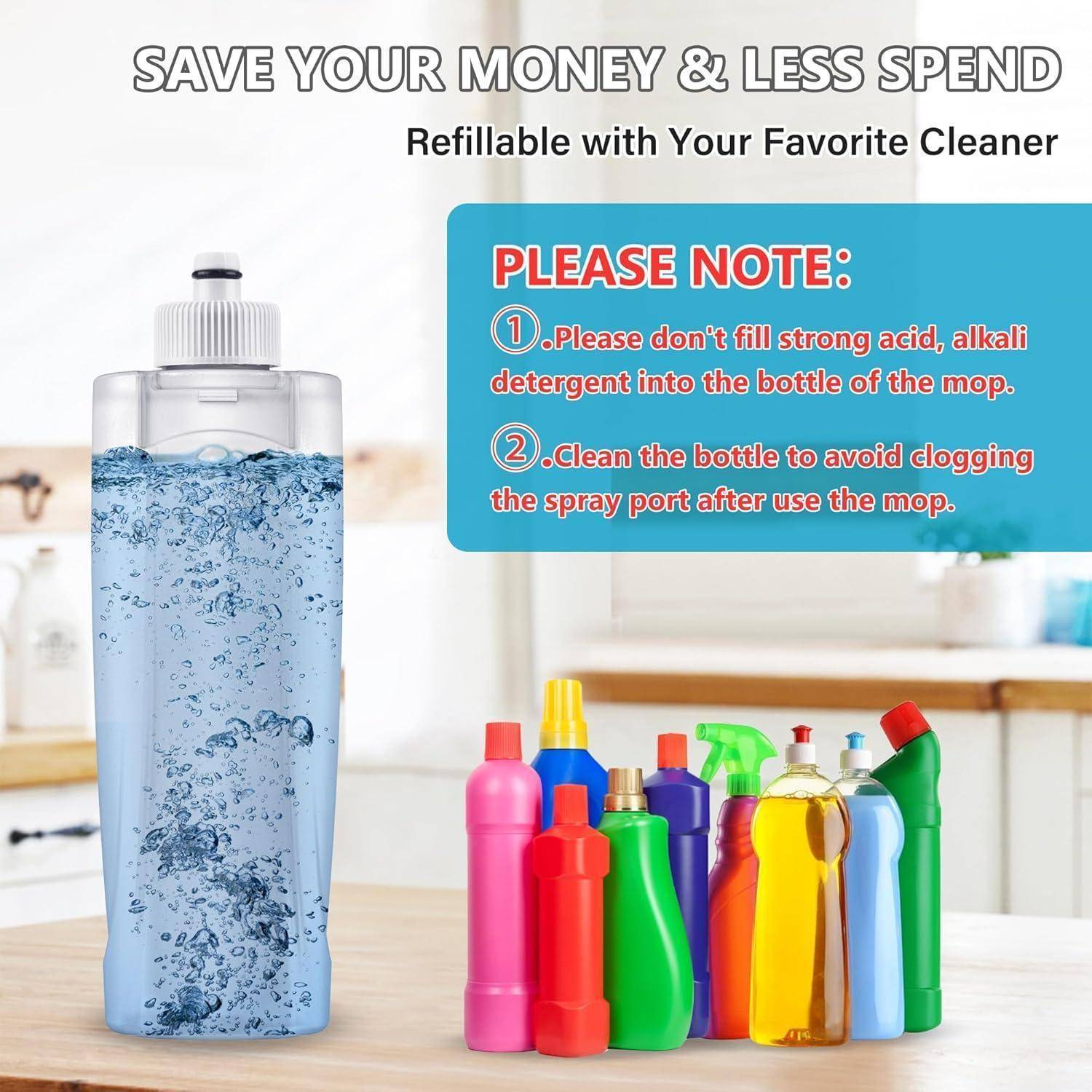 Sprühwischer Bodenwischer mit 360° Rotation & 3 Mikrofaser Pads