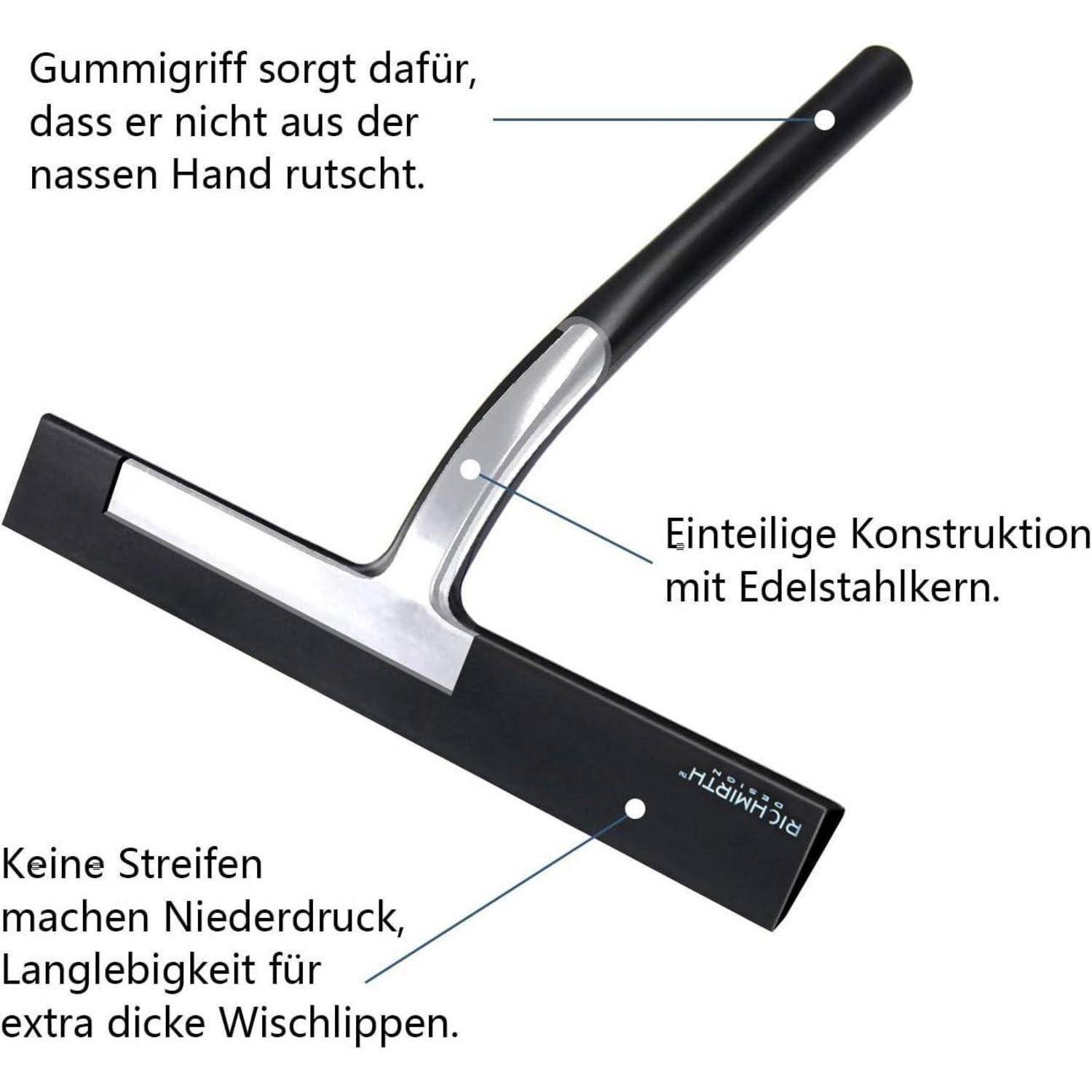 Duschabzieher Set 23 cm Silikon Fensterabzieher Schwarz