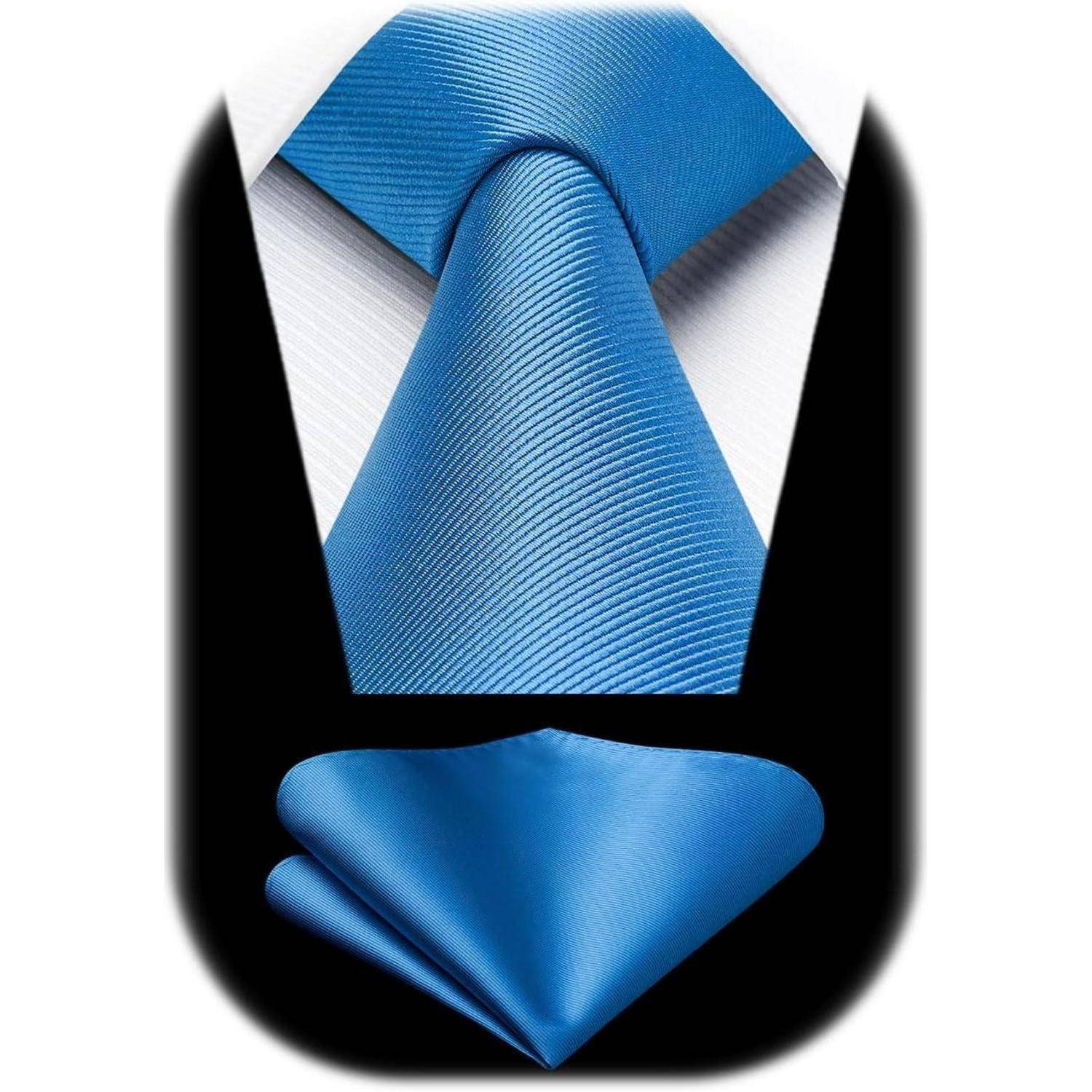Krawatte Herren Hochzeit Einstecktuch Set E3 Blau