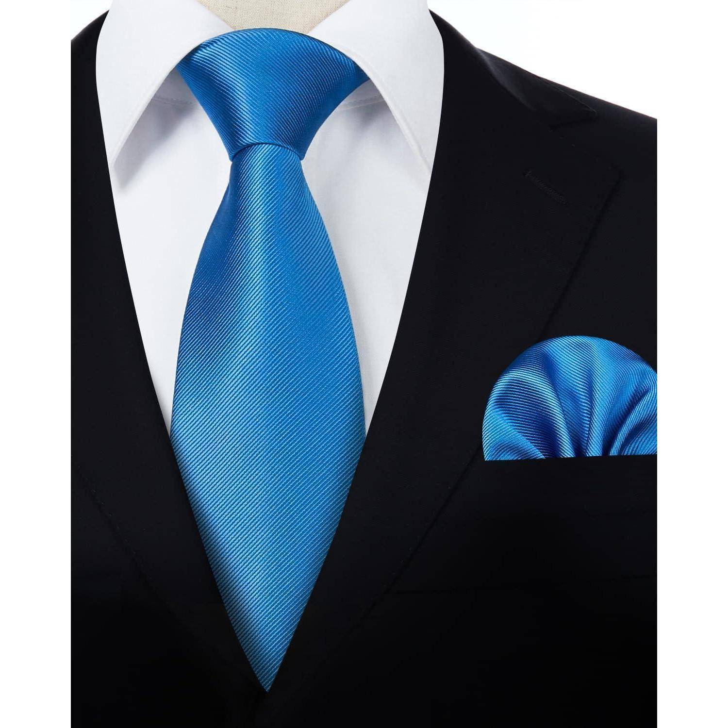 Krawatte Herren Hochzeit Einstecktuch Set E3 Blau