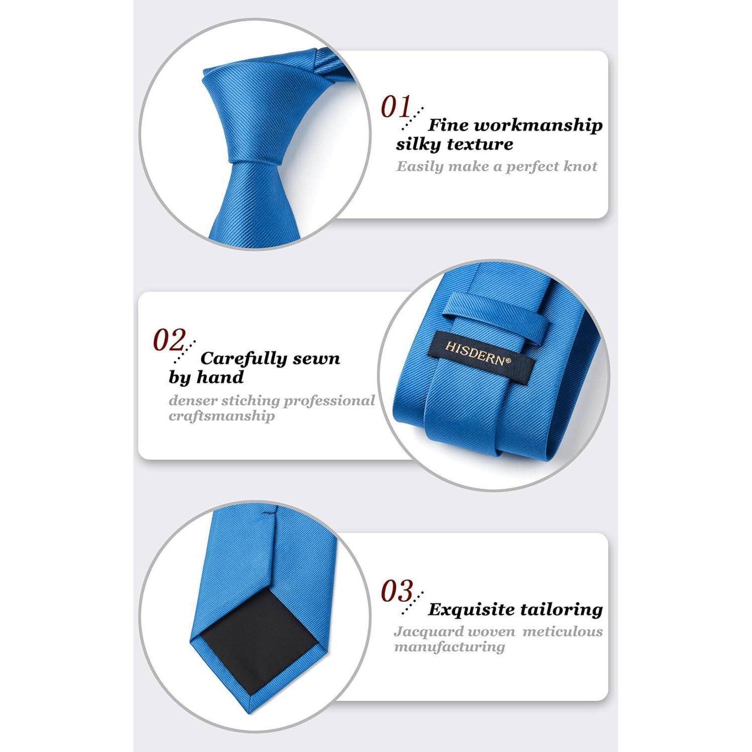 Krawatte Herren Hochzeit Einstecktuch Set E3 Blau