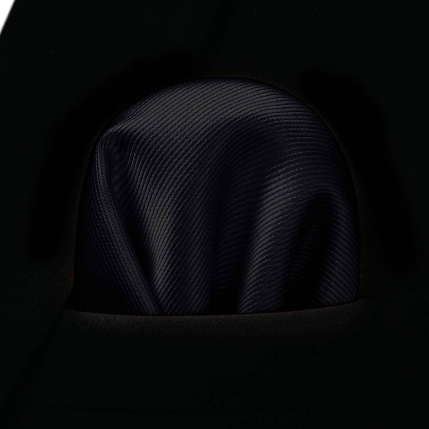 Krawatte Herren Hochzeit Einstecktuch Set K Schwarz