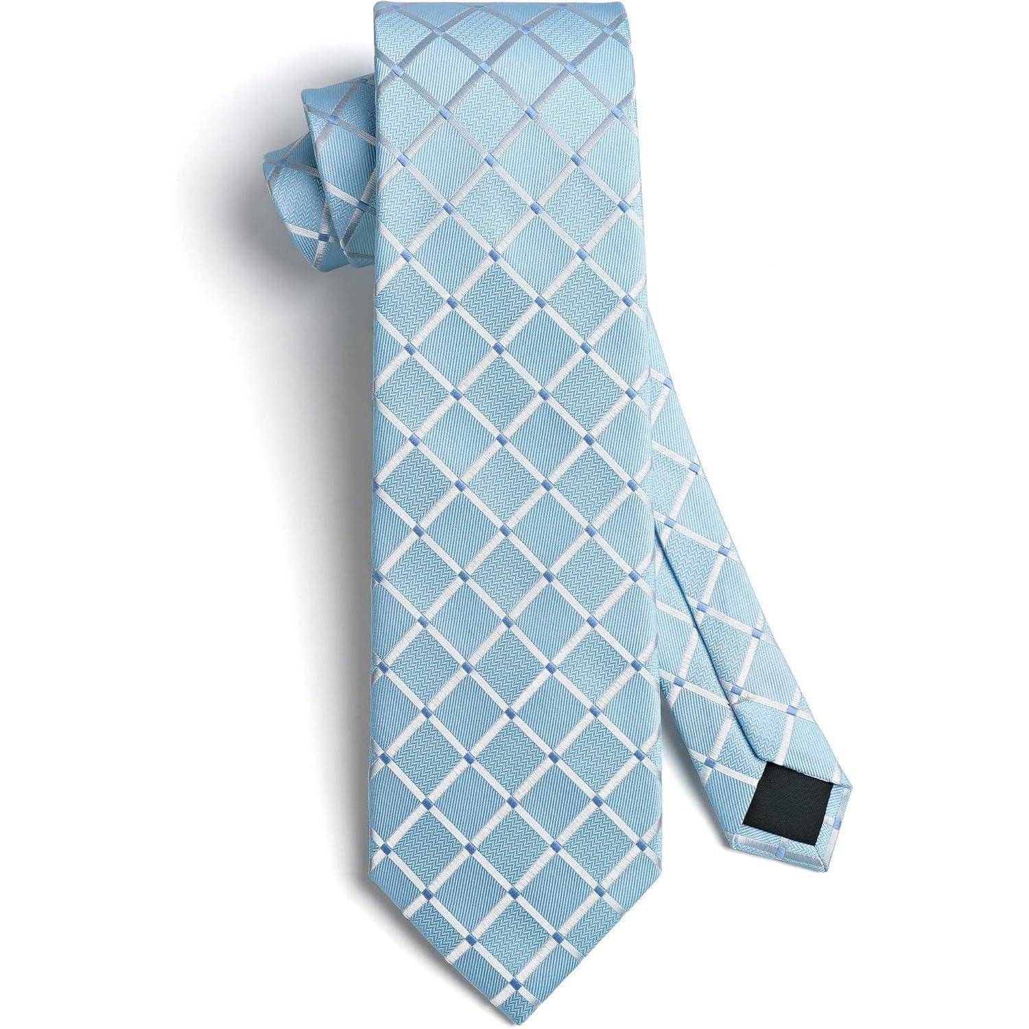 Krawatte Herren Hochzeit Einstecktuch Manschettenknöpfe Baby blau