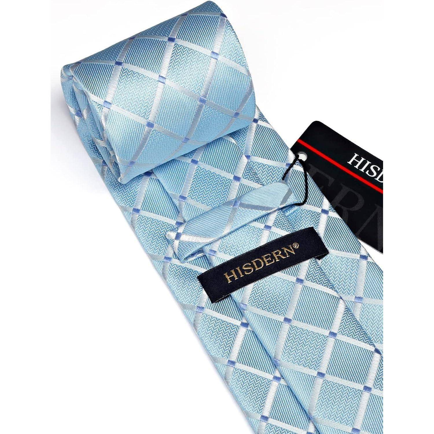 Krawatte Herren Hochzeit Einstecktuch Manschettenknöpfe Baby blau