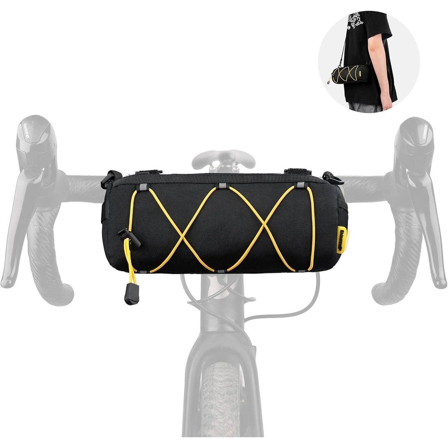 Lenkertasche Fahrradtasche Schultergurt Rennrad Schwarz gelb