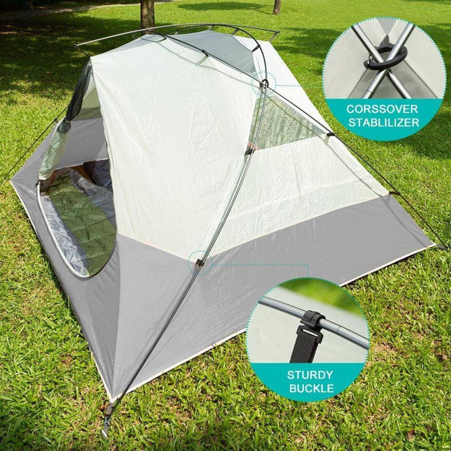 Zelt 2 3 Personen 4 Jahreszeiten Wasserdicht Camping 3P Grau