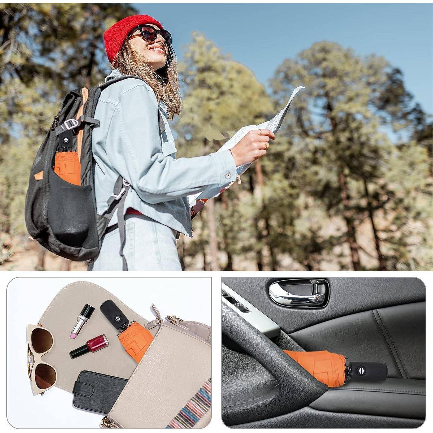 Regenschirm Taschenschirm Automatik Sturmfest Windfest Klein Orange