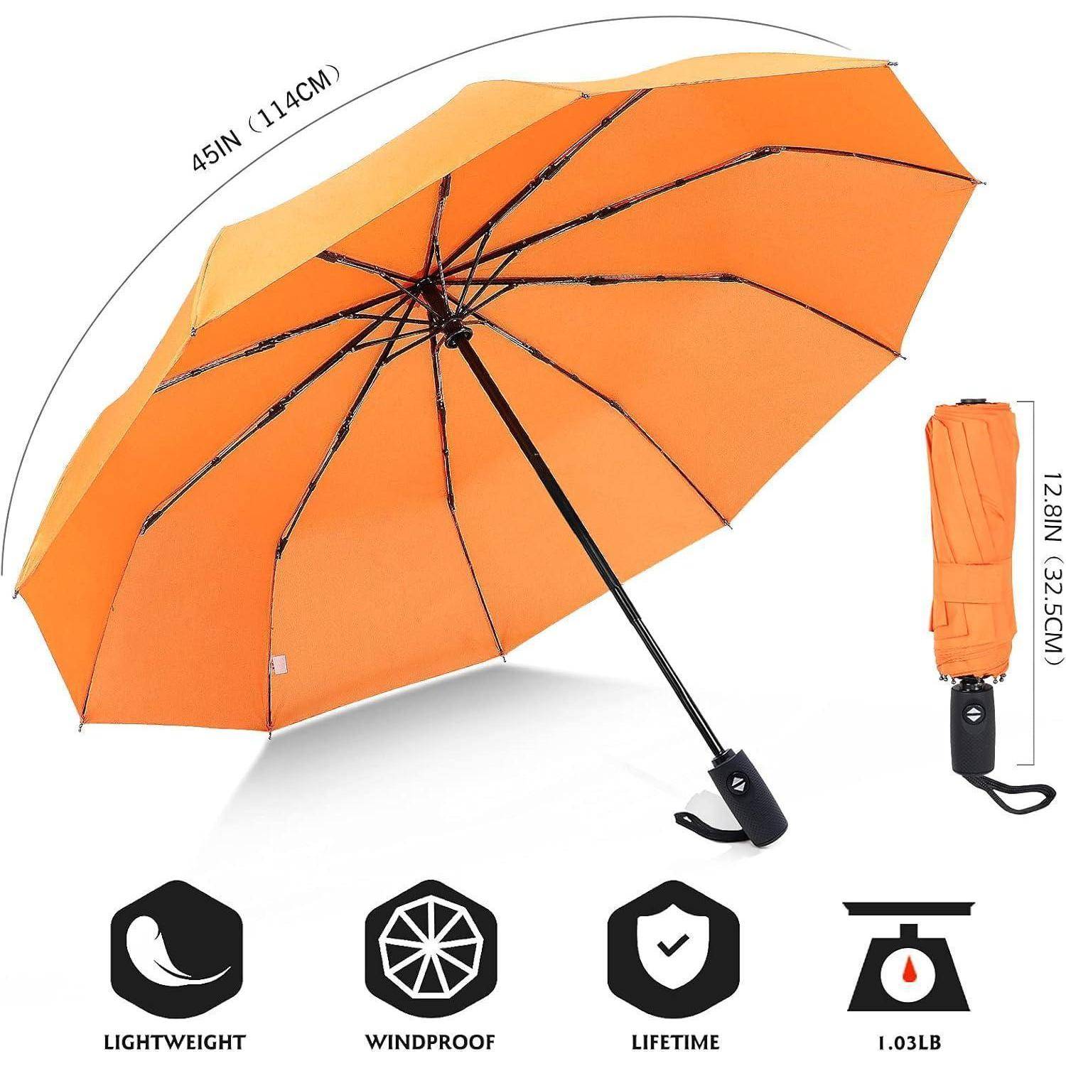 Regenschirm Taschenschirm Automatik Sturmfest Windfest Klein Orange
