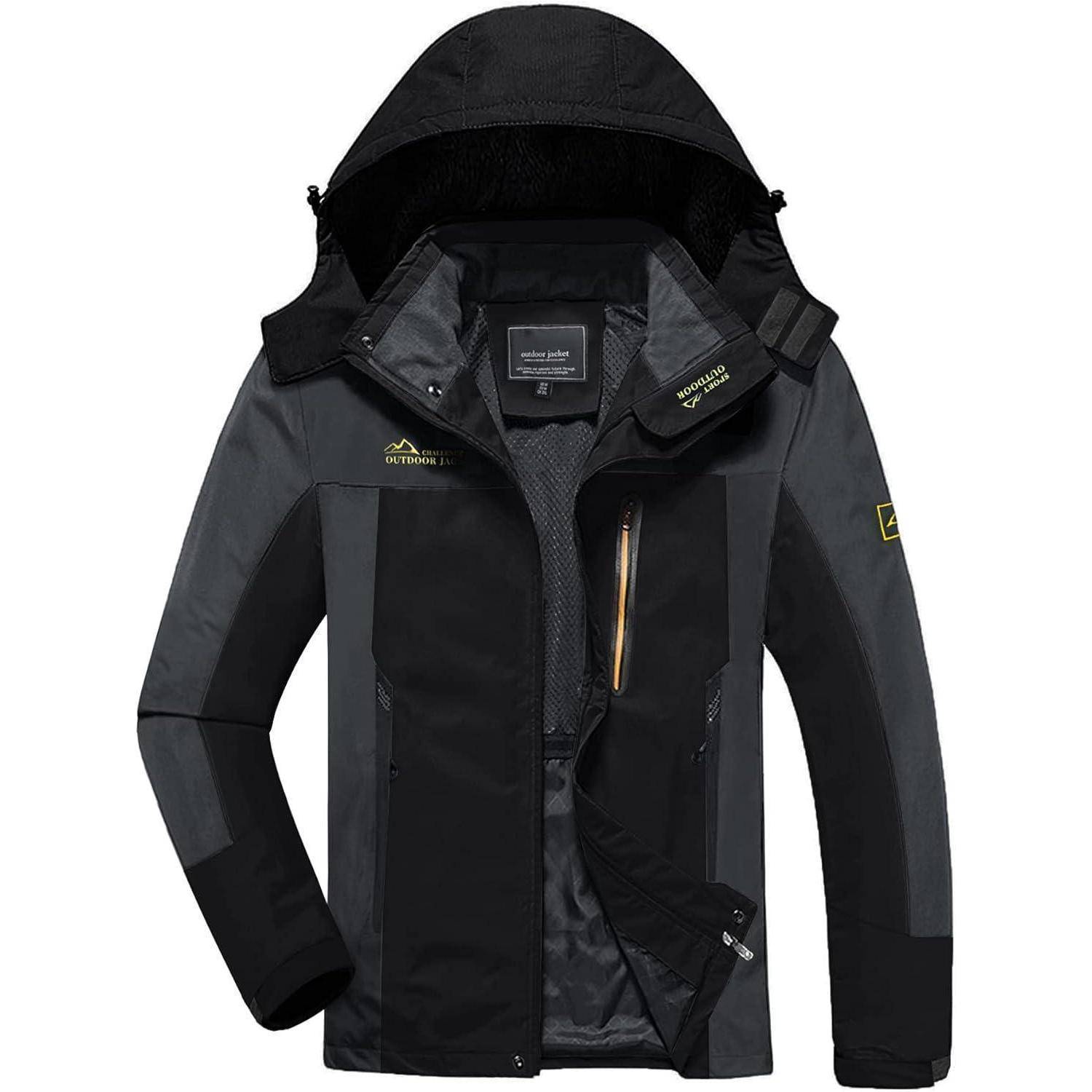 Softshelljacke Herren wasserabweisend Kapuze Wandern M Schwarz-grau