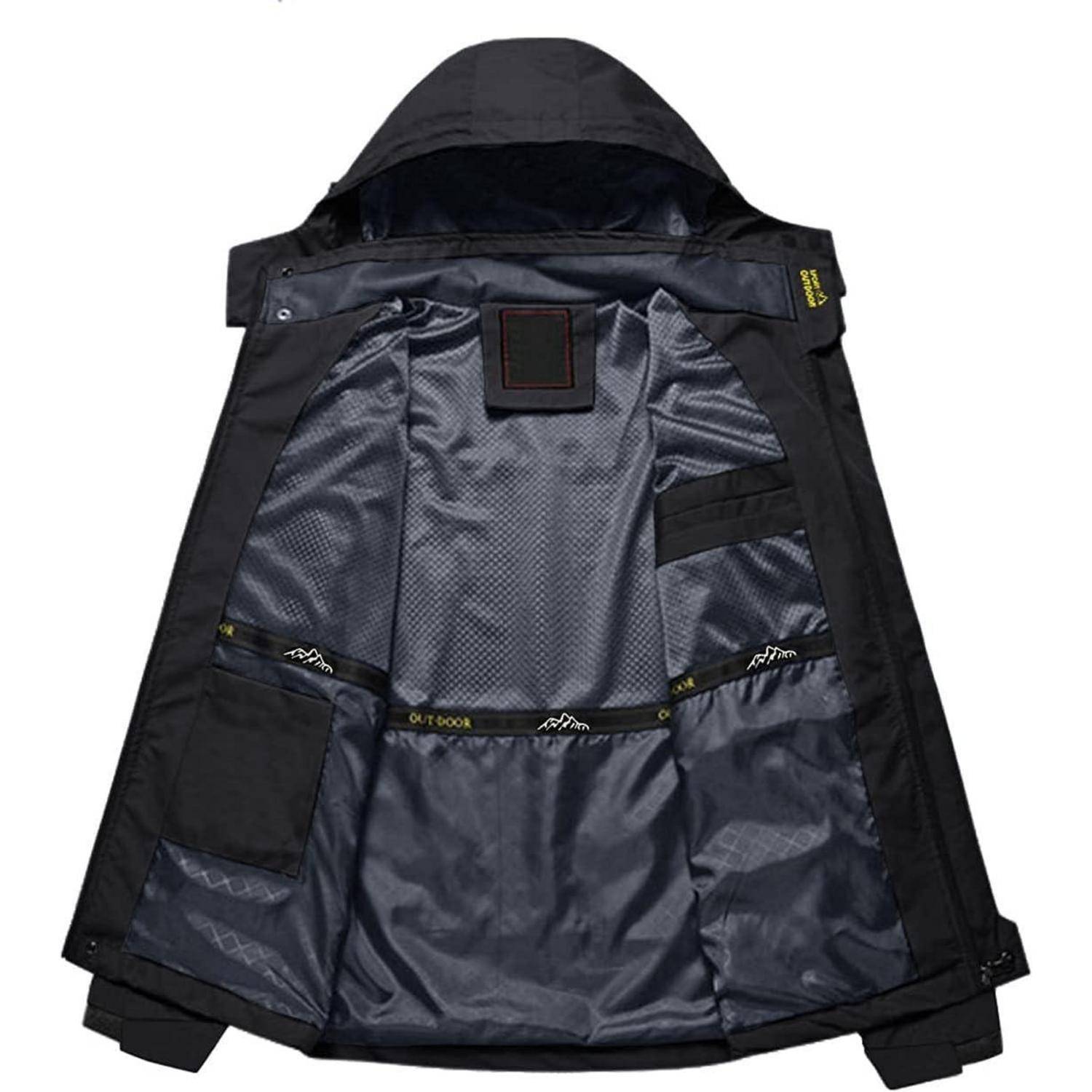Softshelljacke Herren wasserabweisend Kapuze Wandern M Schwarz-grau