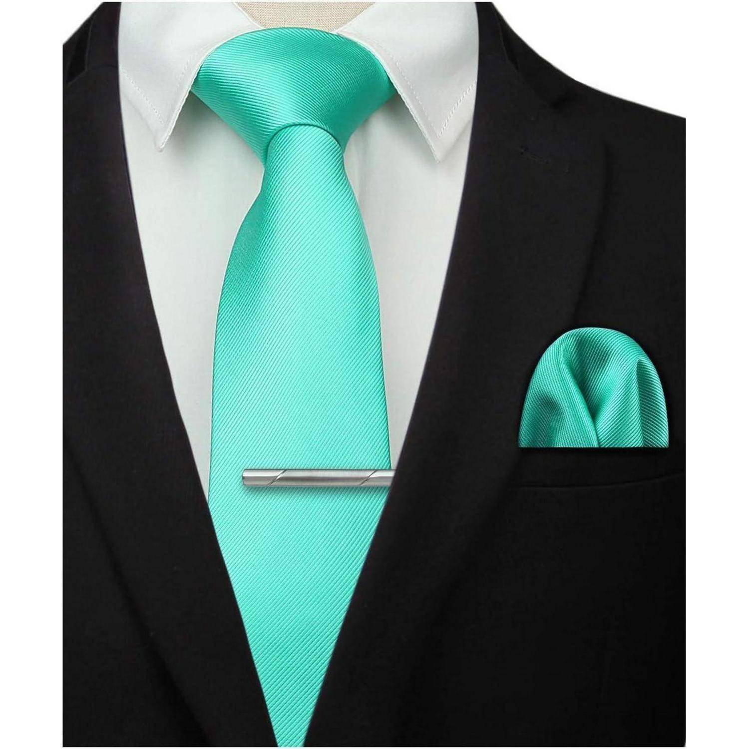 Krawatten Set Herren Hochzeit Einstecktuch Einheitsgröße Aqua