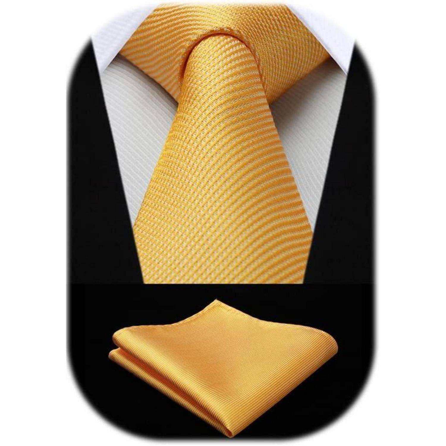 Krawatte Herren Einstecktuch Set Hochzeit Party Einheitsgröße Gelb 1